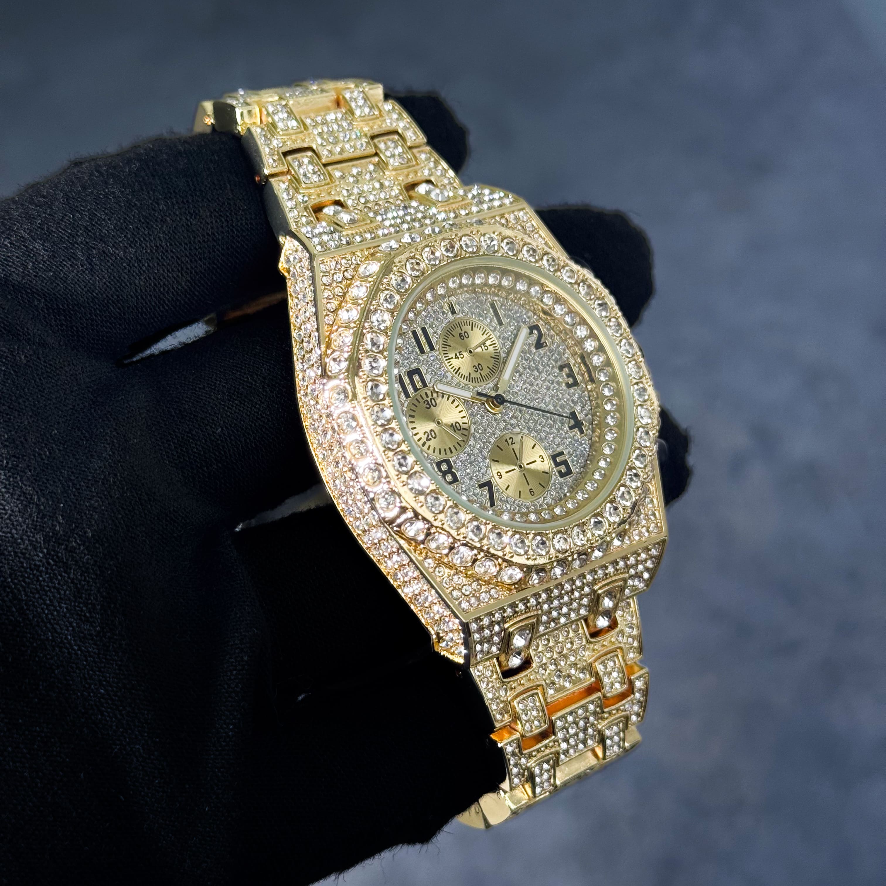 Men's Fully Iced Out 42mm Diamond Watch - Octagon Case, Quartz Movement, Bling-ed Out Crystals