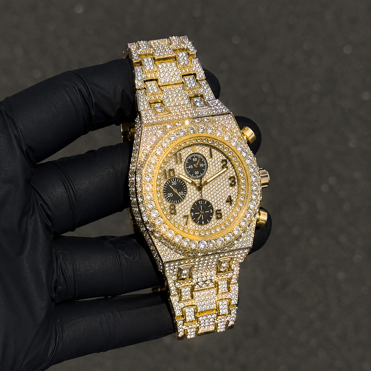 Men's 42mm Fully Iced Out Diamond Watch - Octagon Case, Quartz Movement
