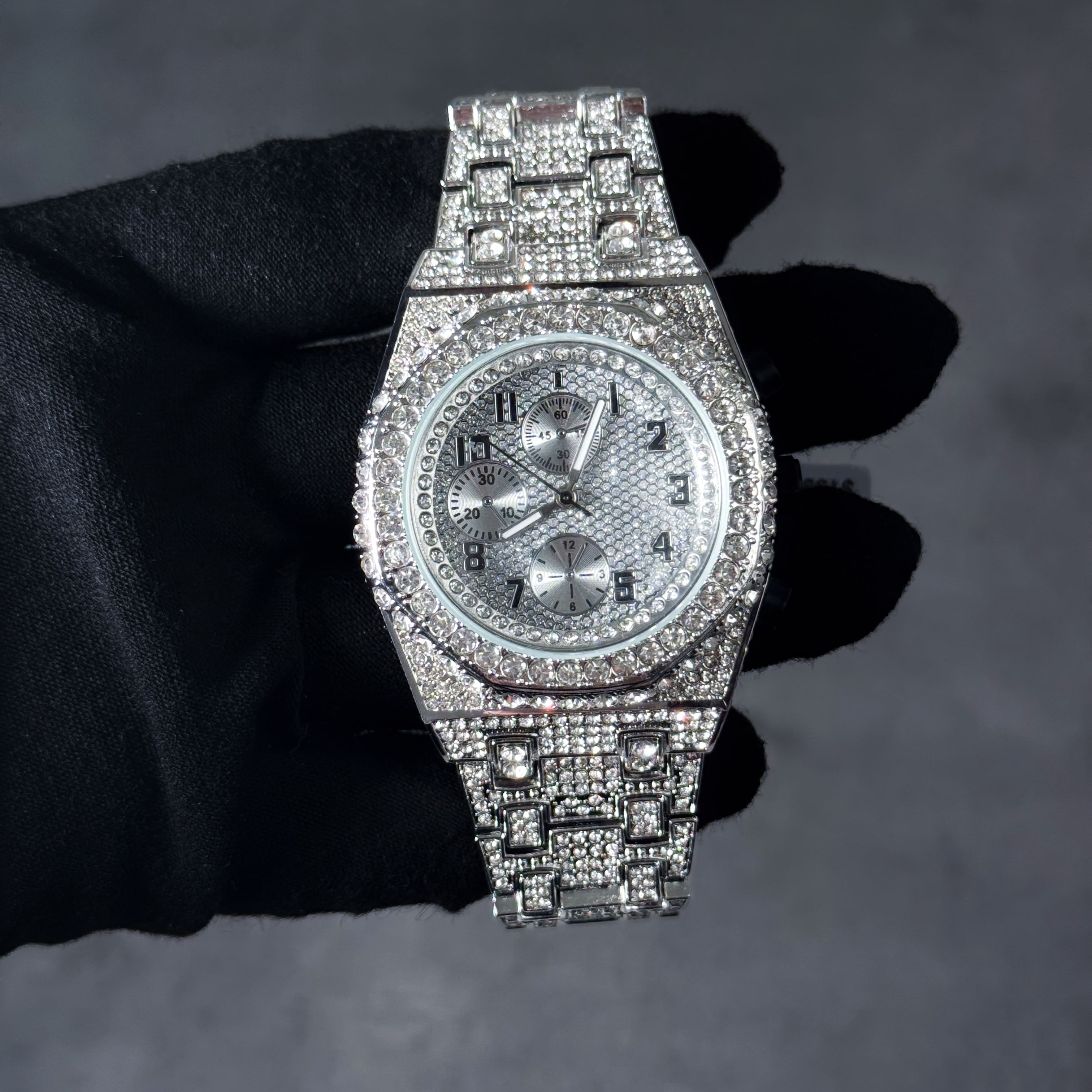 Men's Fully Iced Out 42mm Diamond Watch - Octagon Case, Quartz Movement, Bling-ed Out Crystals