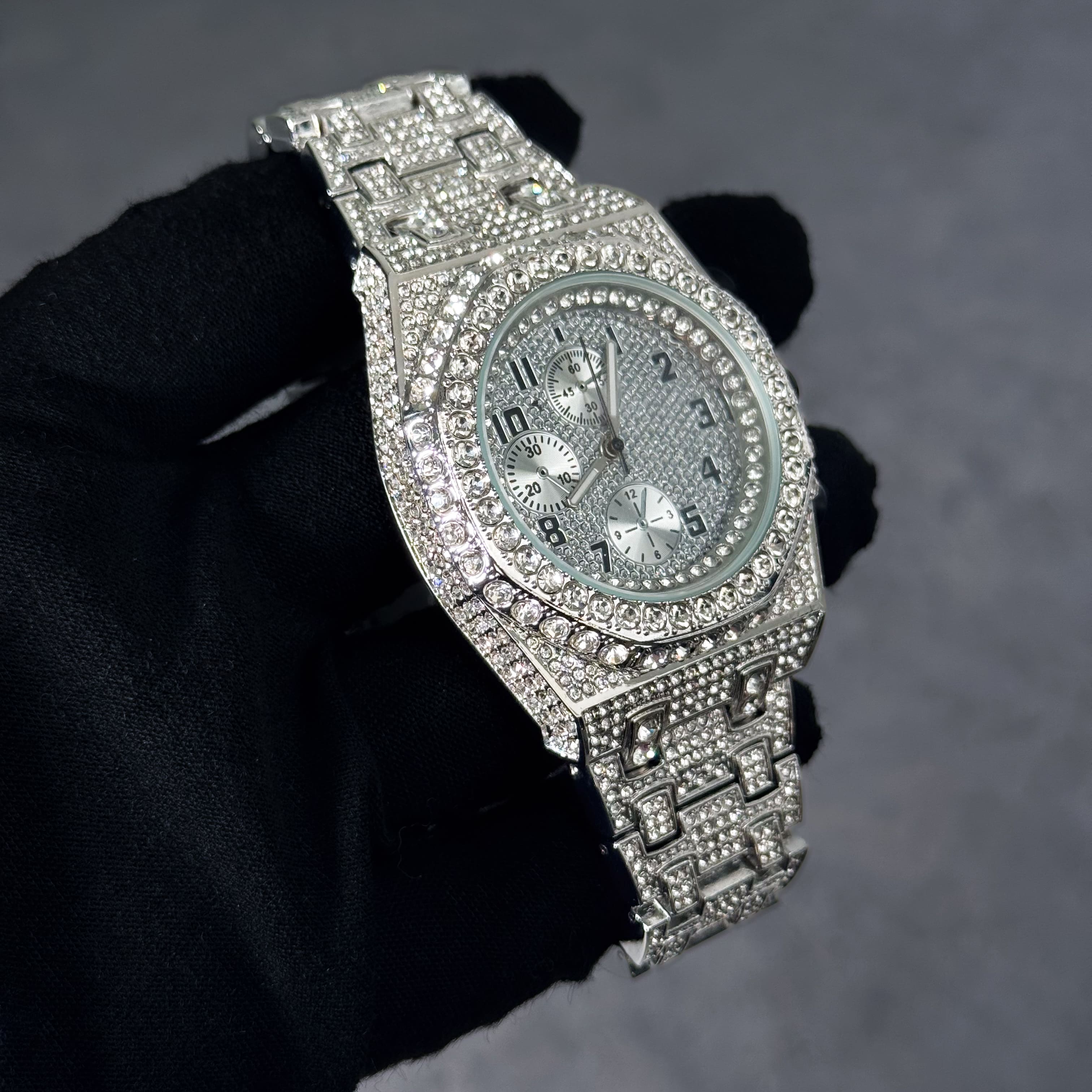 Men's Fully Iced Out 42mm Diamond Watch - Octagon Case, Quartz Movement, Bling-ed Out Crystals