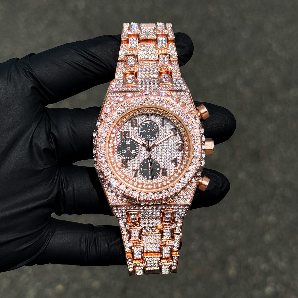 Men's 42mm Fully Iced Out Diamond Watch - Octagon Case, Quartz Movement