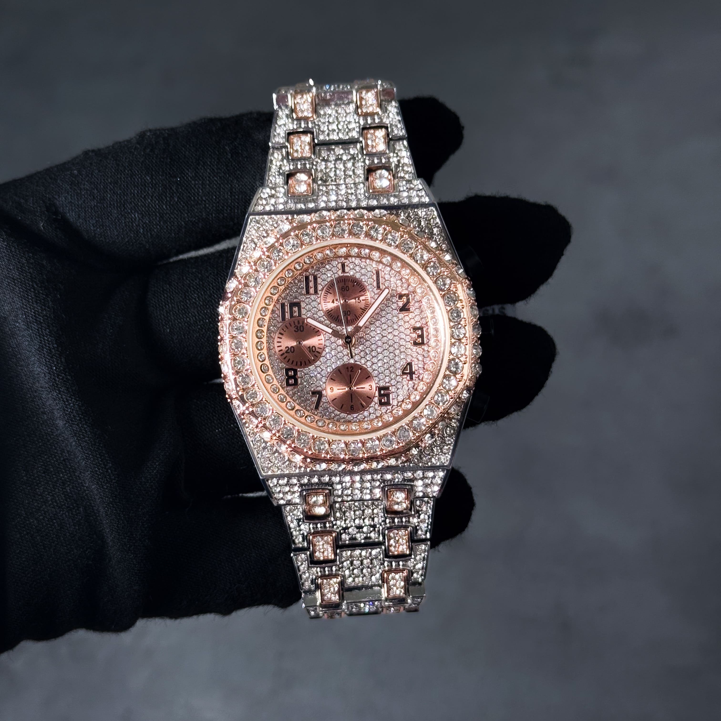 Men's 42mm Fully Iced Out Diamond Watch - Octagon Case, Quartz Movement, Bling-ed Out Crystals
