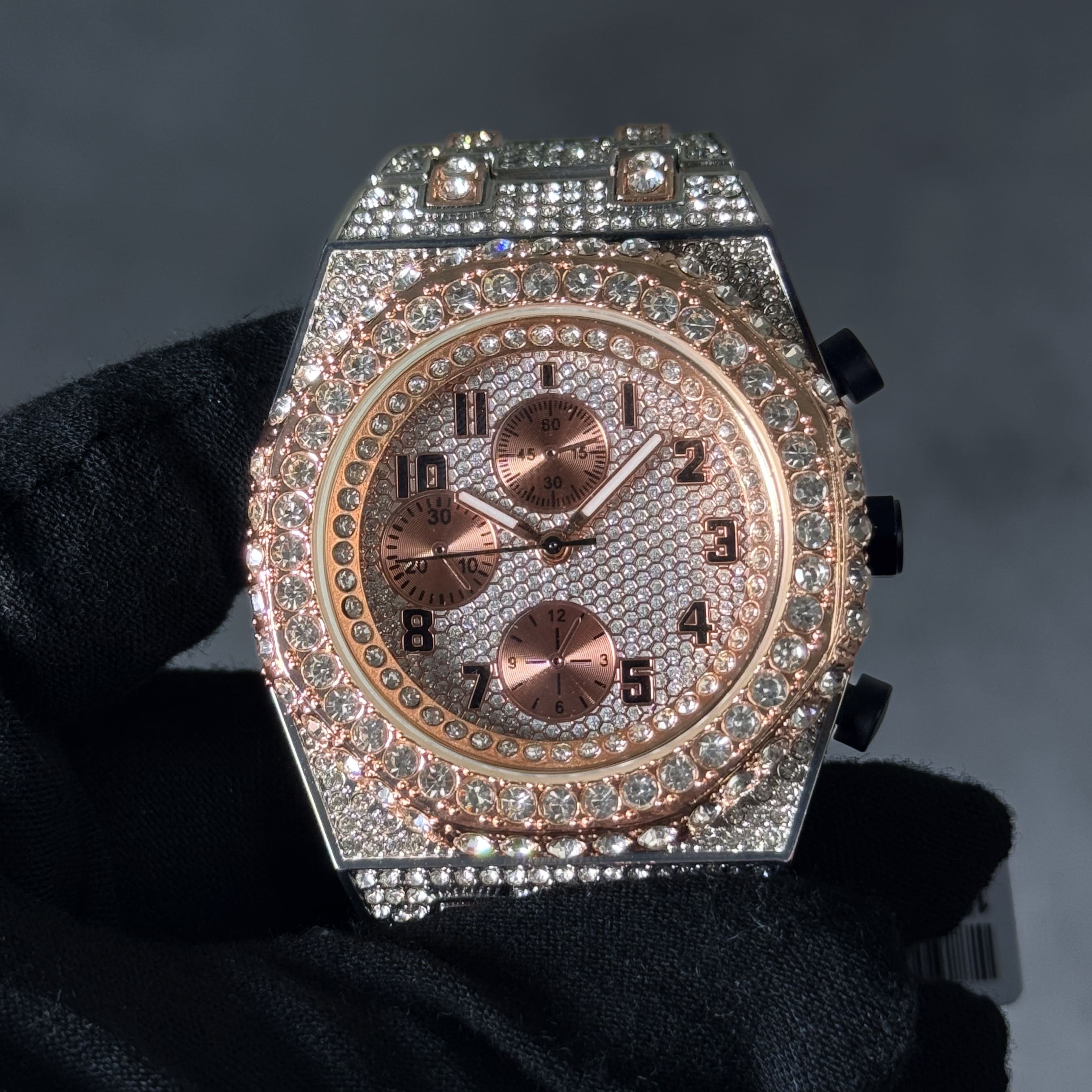 Men's 42mm Fully Iced Out Diamond Watch - Octagon Case, Quartz Movement, Bling-ed Out Crystals