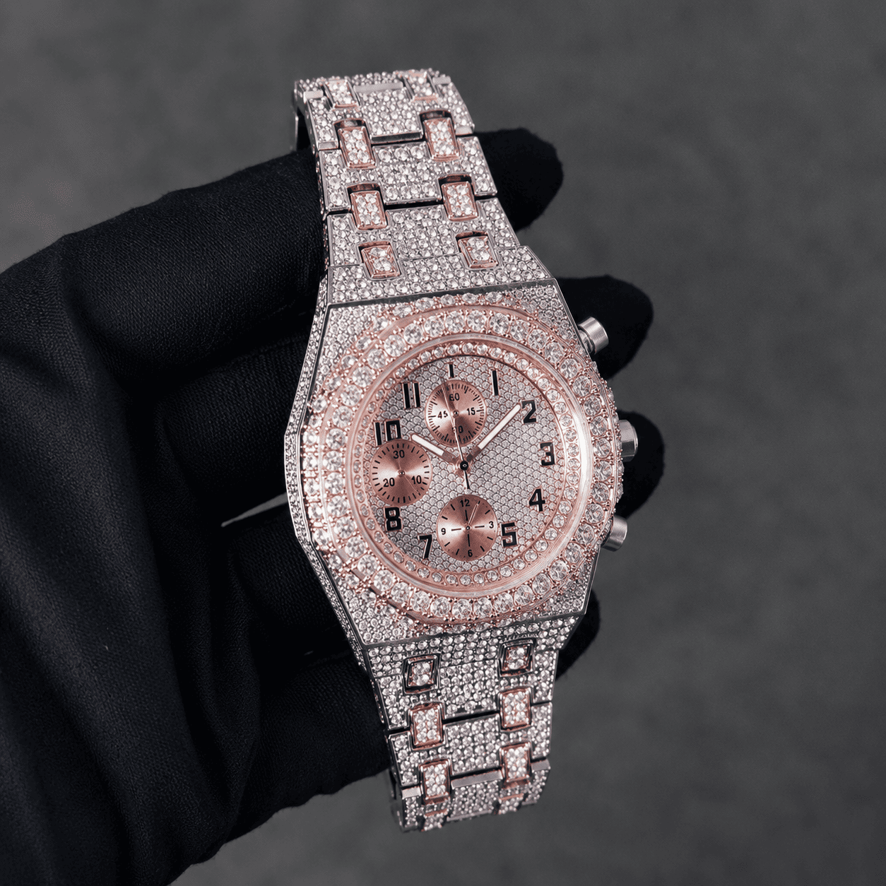 Men's 42mm Fully Iced Out Diamond Watch - Octagon Case, Quartz Movement