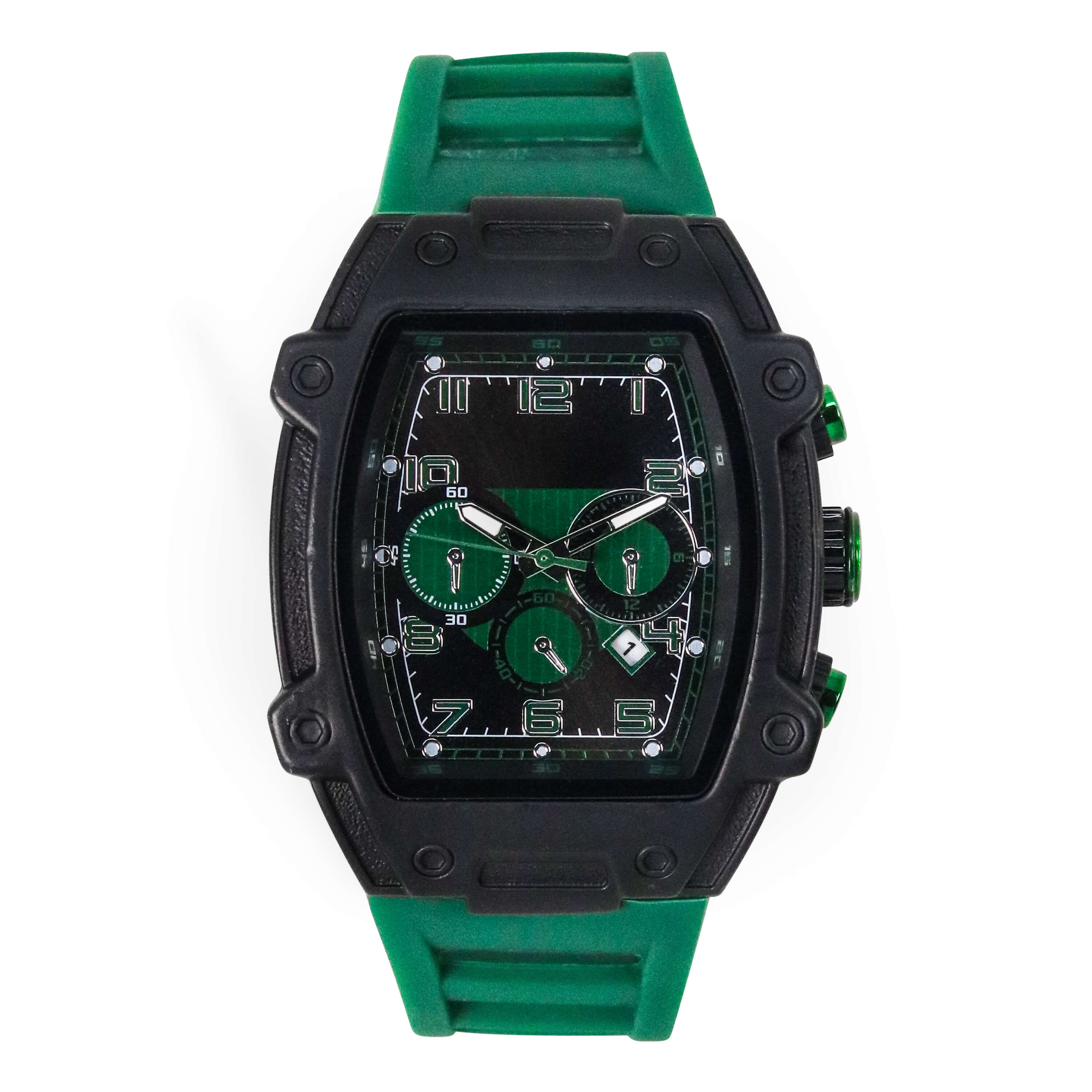 Men's Stylish 41mm Tonneau Silicone Band Watch - Quartz Movement