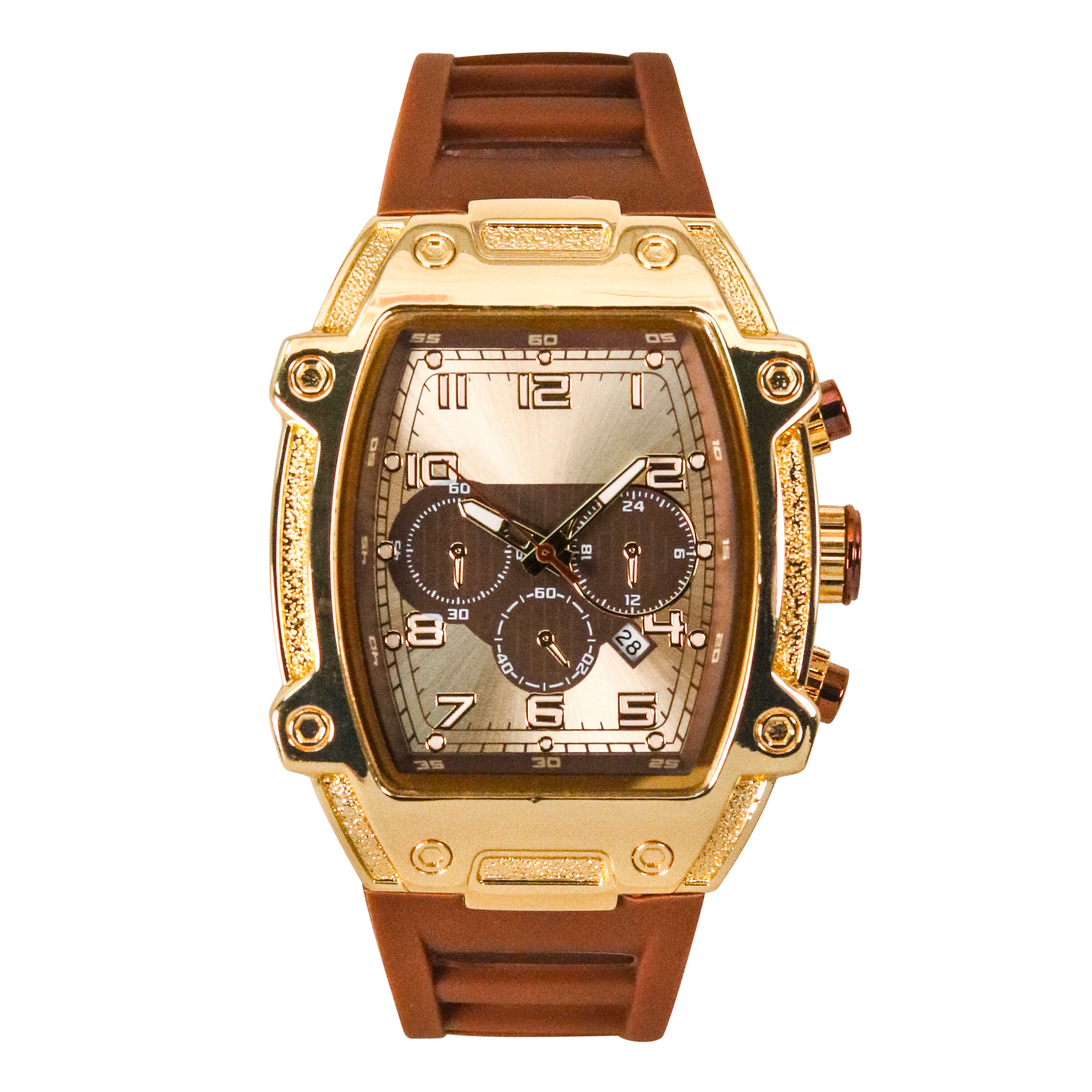 Men's Stylish 41mm Tonneau Silicone Band Watch - Quartz Movement