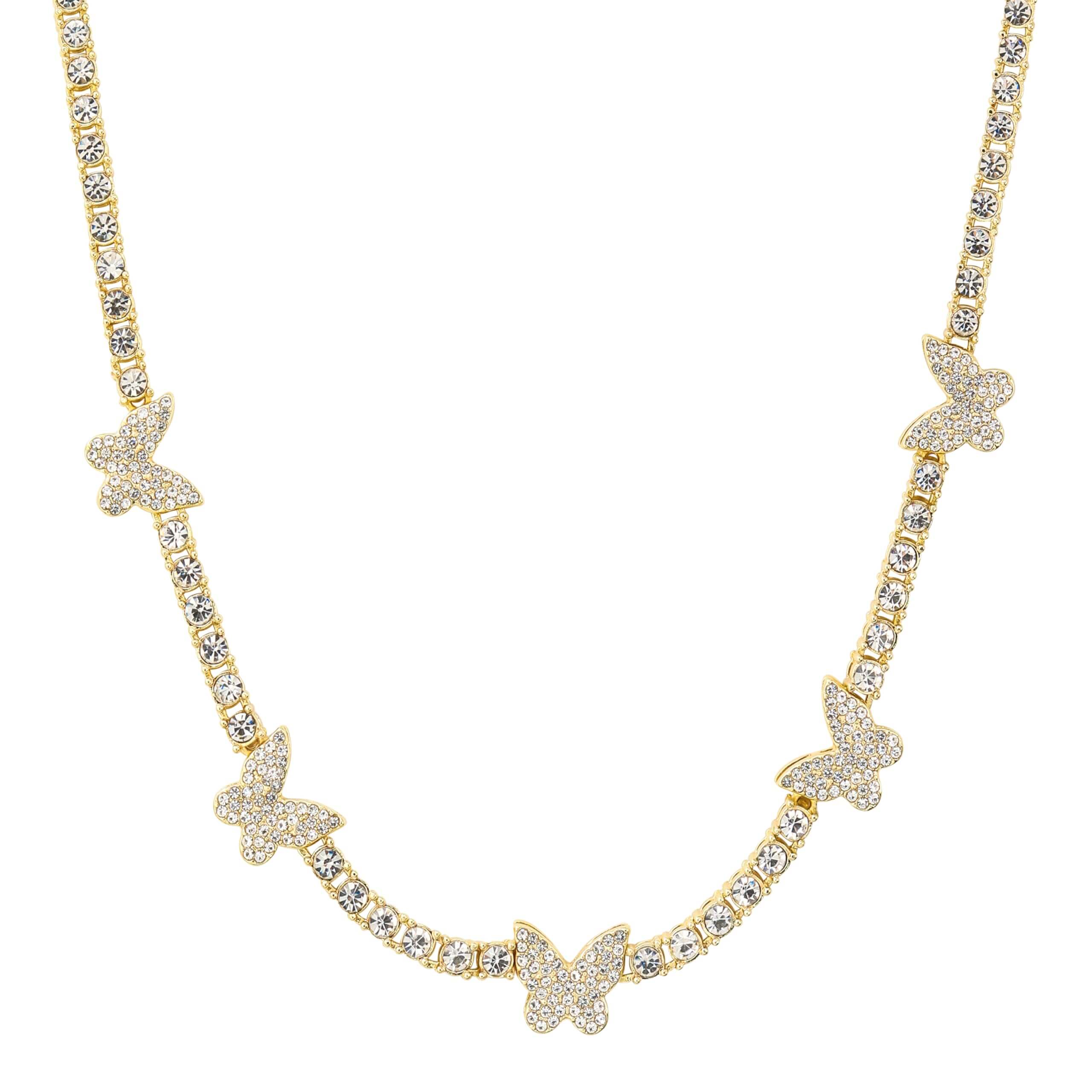 Iced Out 22mm Butterfly Tennis Chain Necklace
