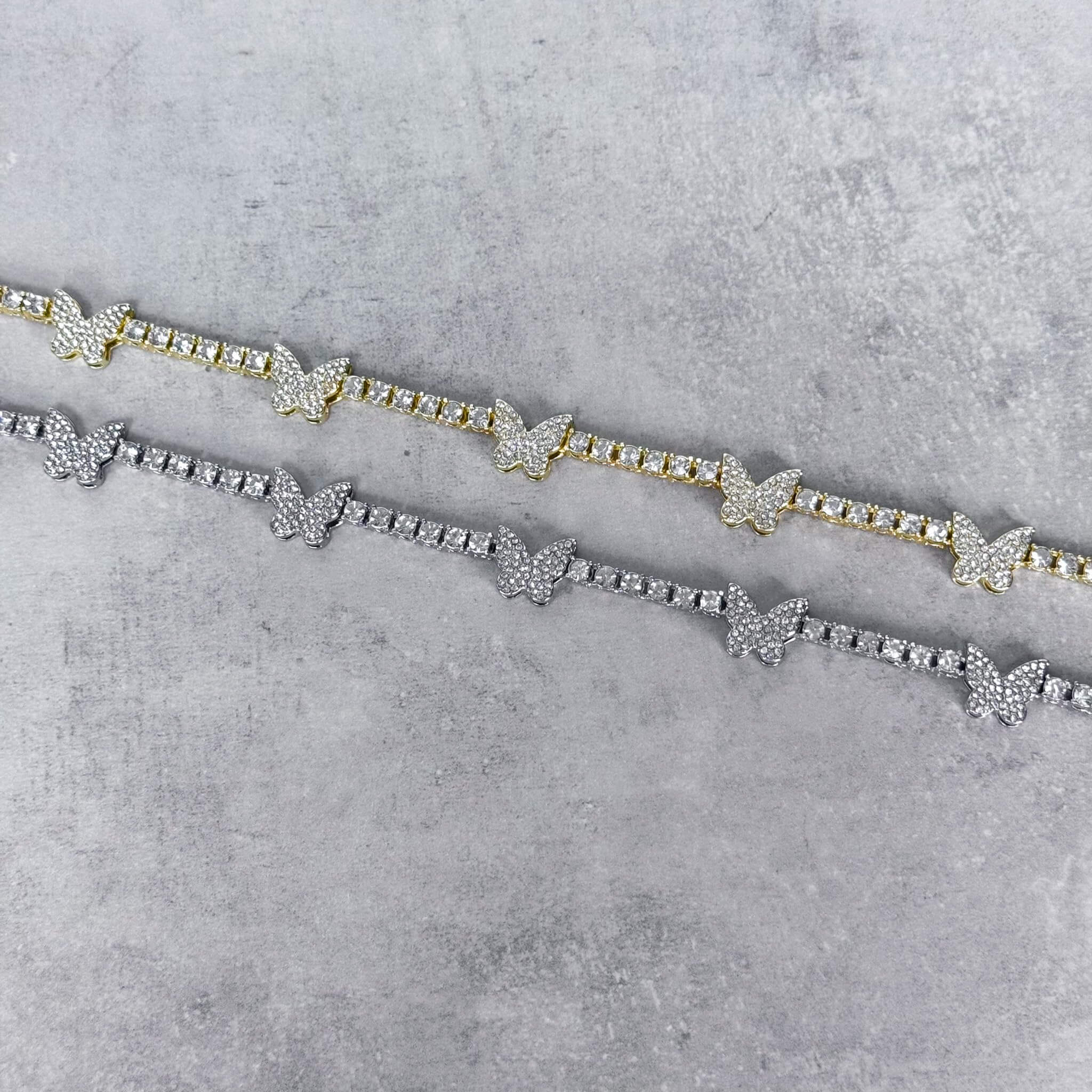 Iced Out 22mm Butterfly Tennis Chain Necklace