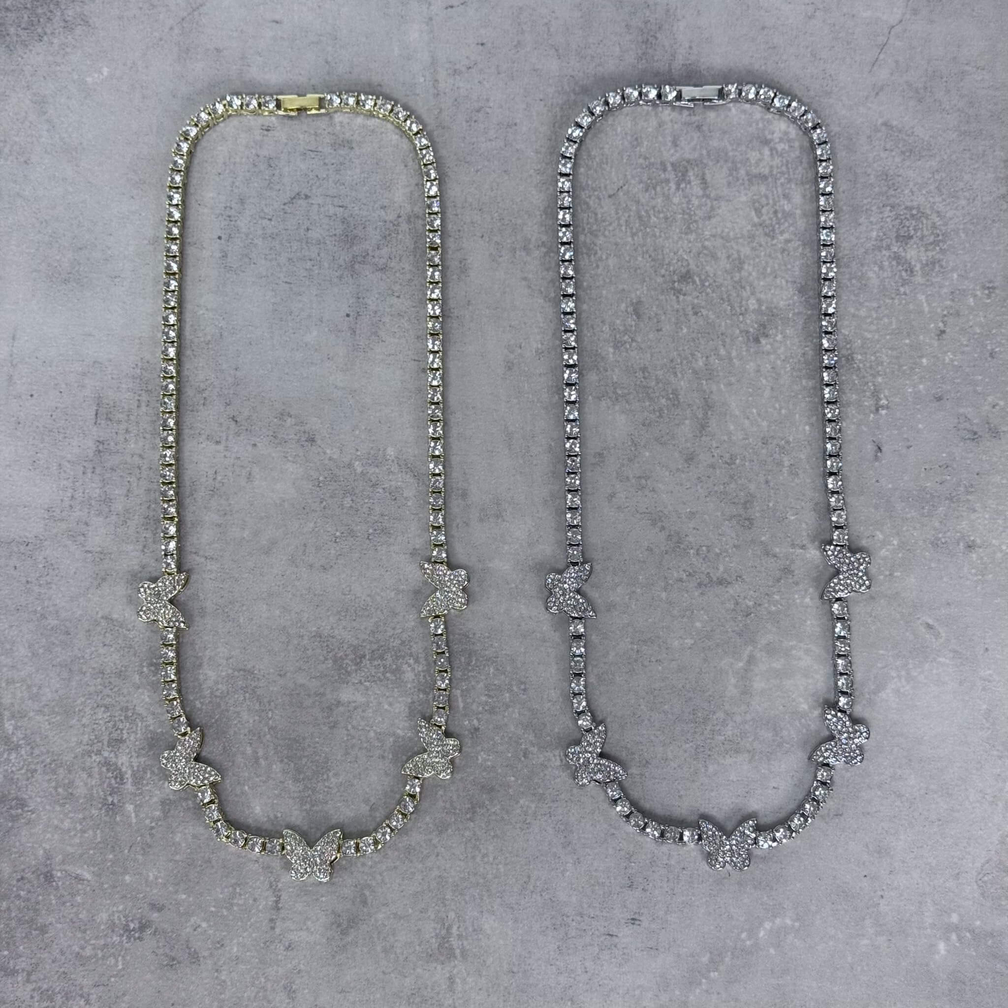 Iced Out 22mm Butterfly Tennis Chain Necklace