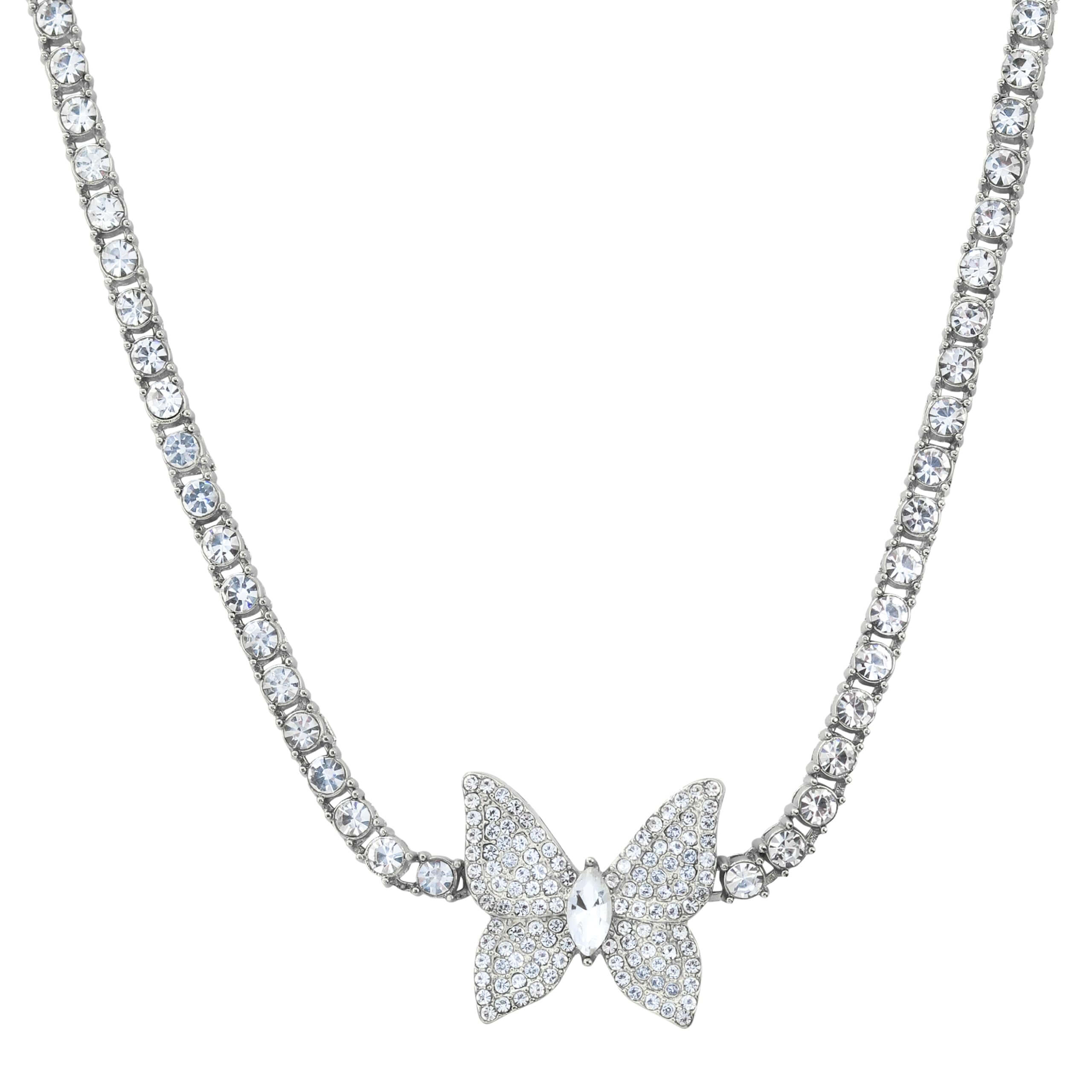 Iced Out 24mm Butterfly Tennis Chain Necklace