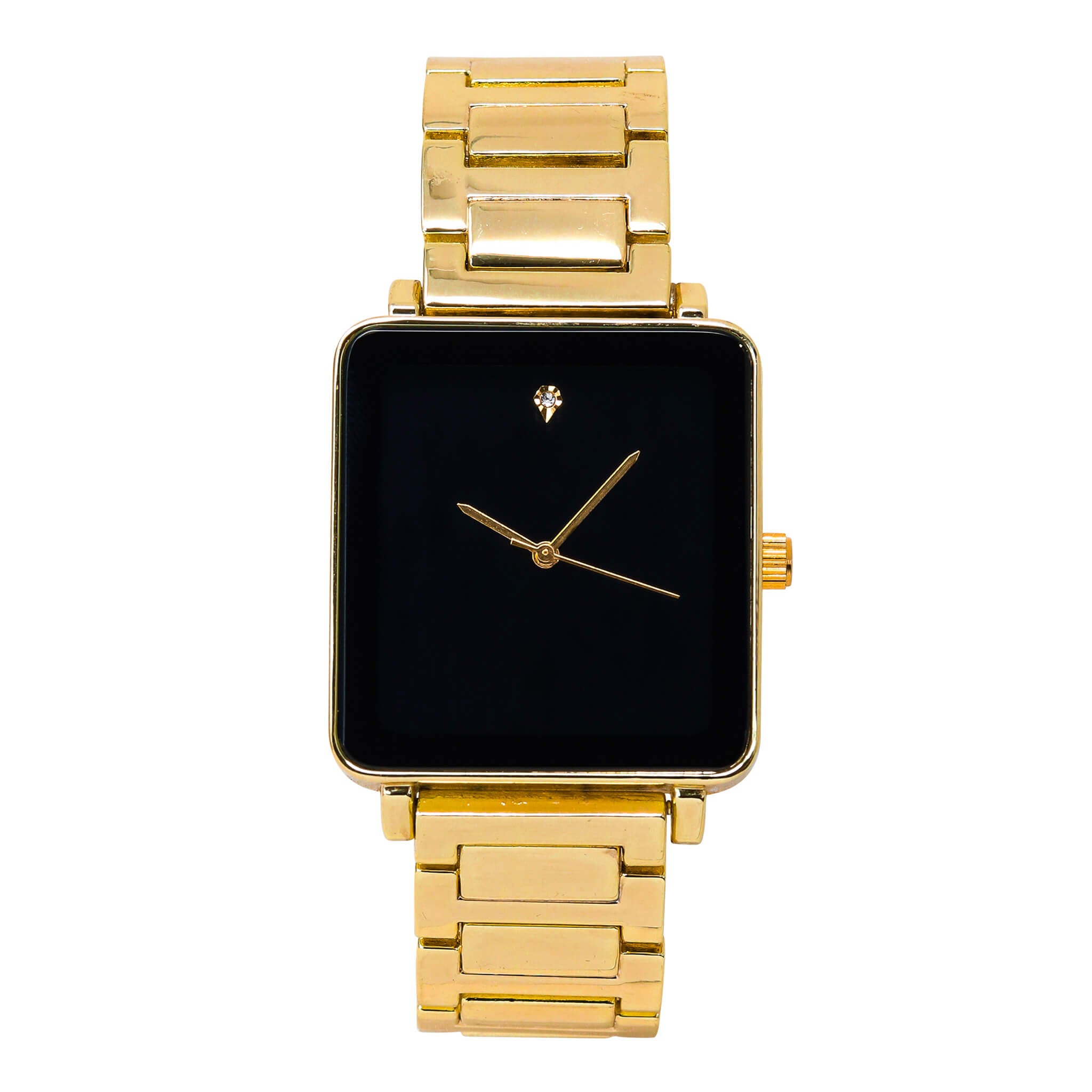 Men’s 33mm Square Dial Watch featuring black dial paired with a polished gold-tone bracelet