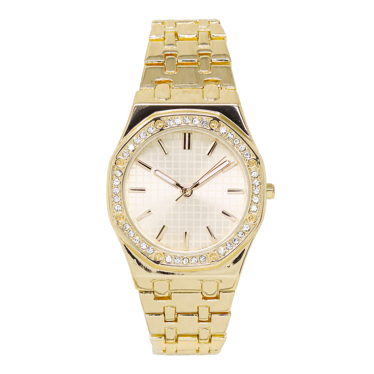 Men’s 33mm Crystal Bezel Watch - Metal Band, Quartz Movement