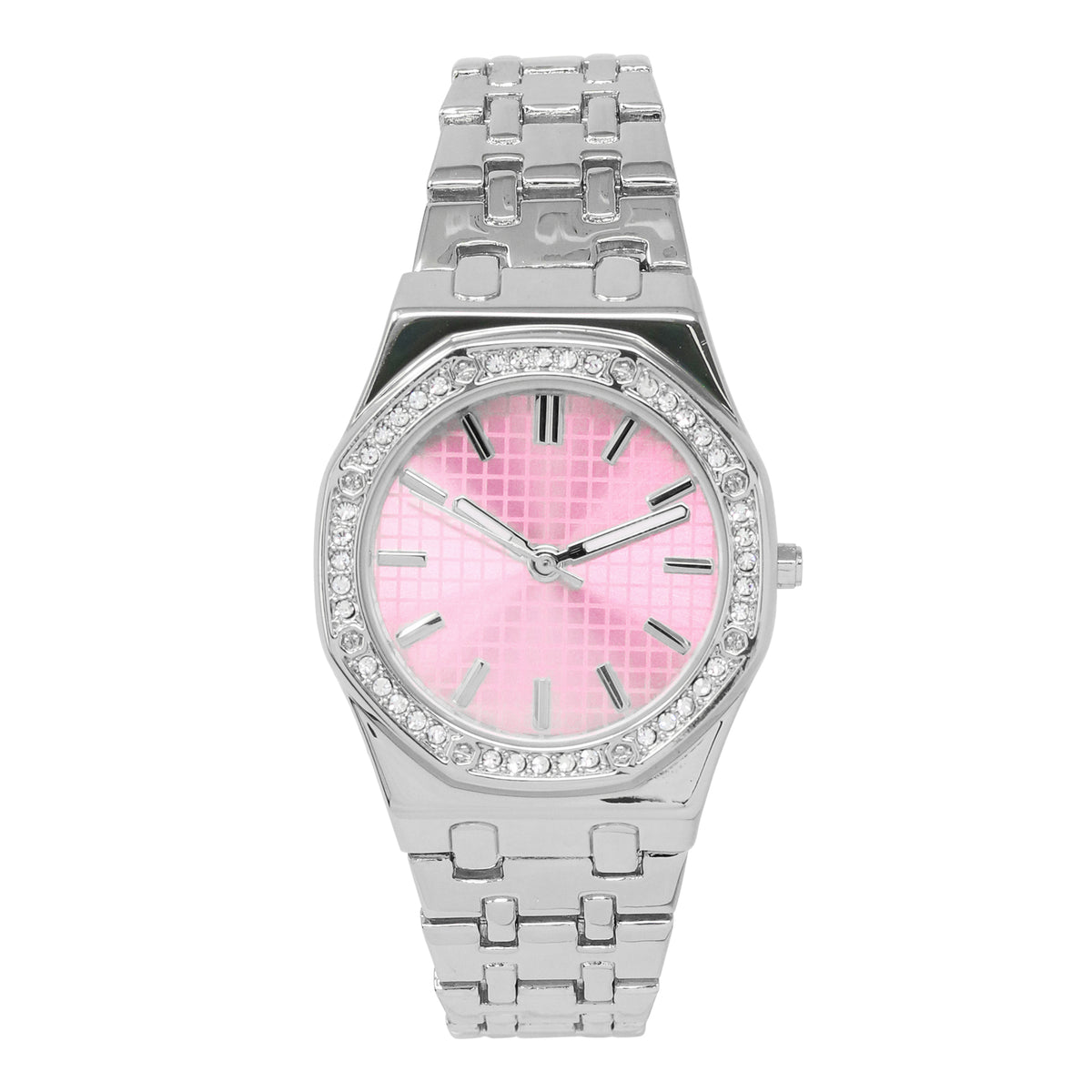 Men’s 33mm Crystal Bezel Watch - Metal Band, Quartz Movement