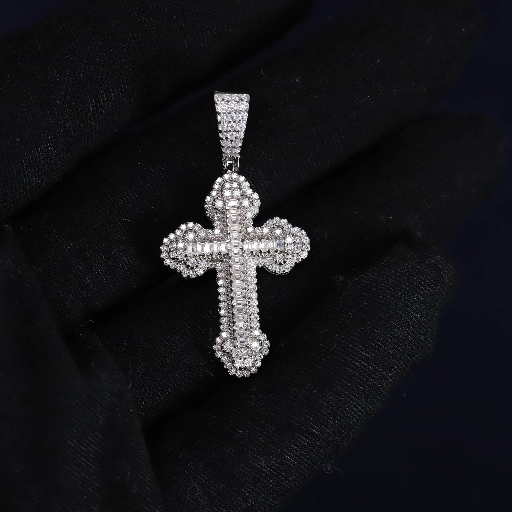 Iced Out 1.4CT Moissanite Cross Pendant in Premium Sterling Silver