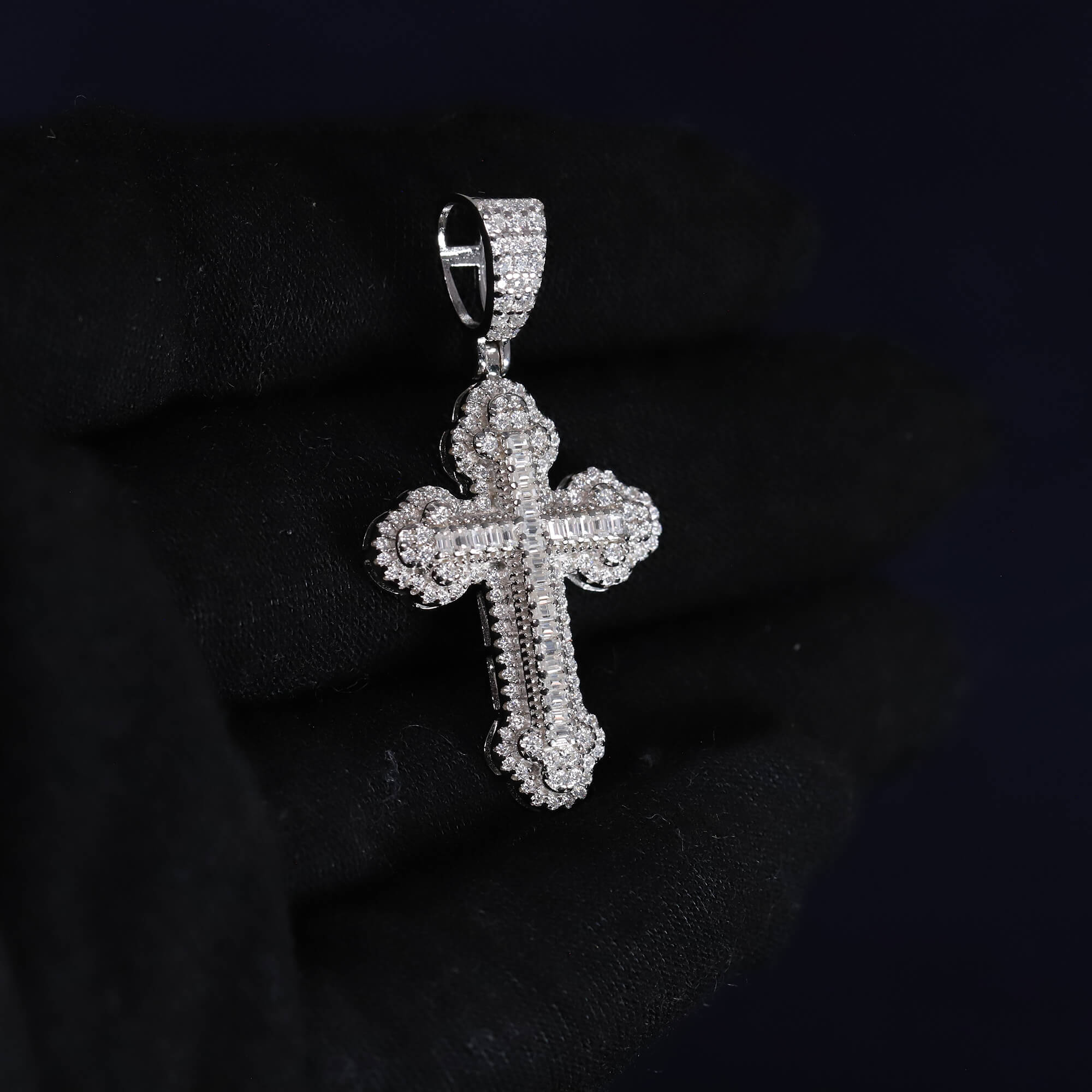 Iced Out 1.4CT Moissanite Cross Pendant in Premium Sterling Silver