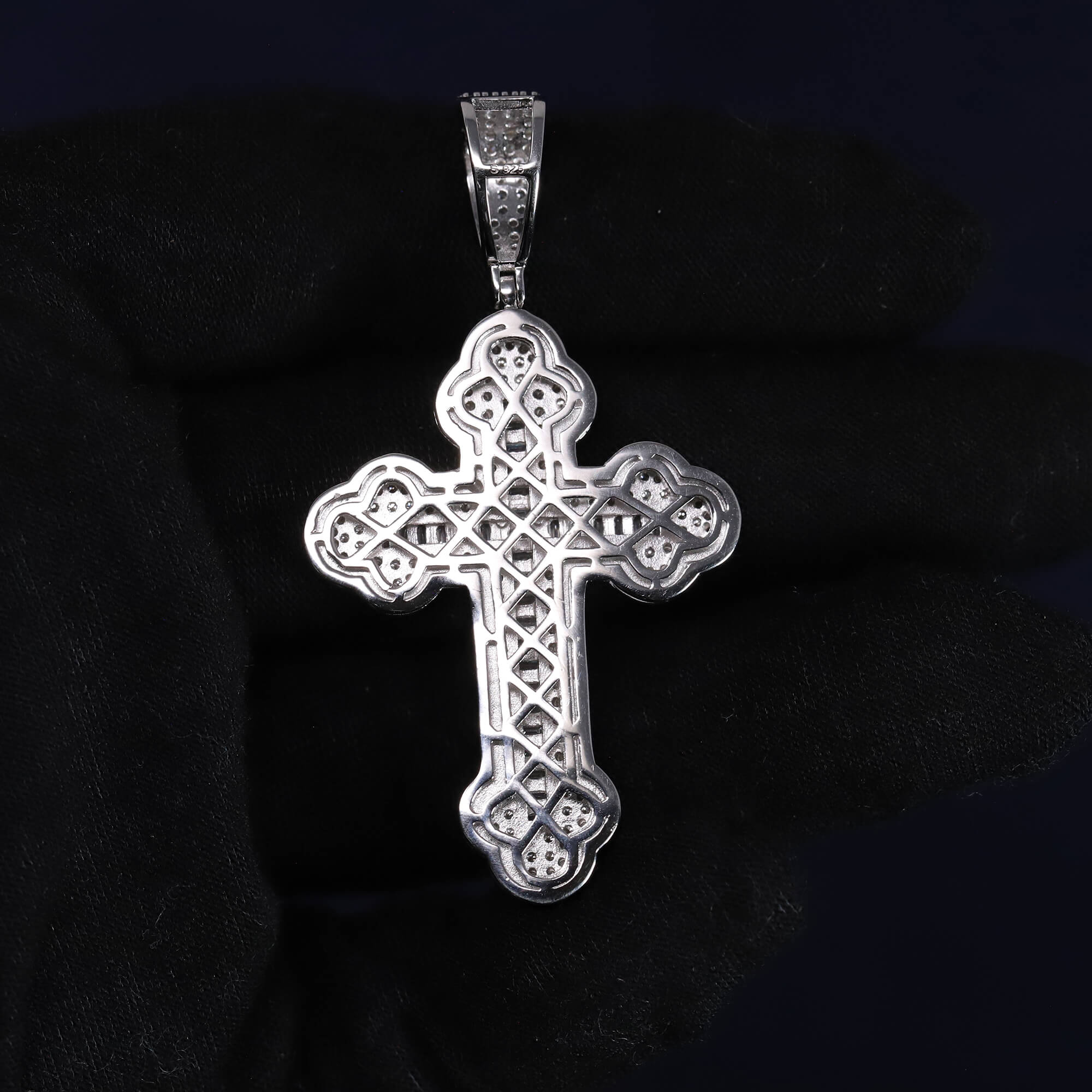 Iced Out 3.63CT Moissanite Budded Cross Pendant in Premium Sterling Silver