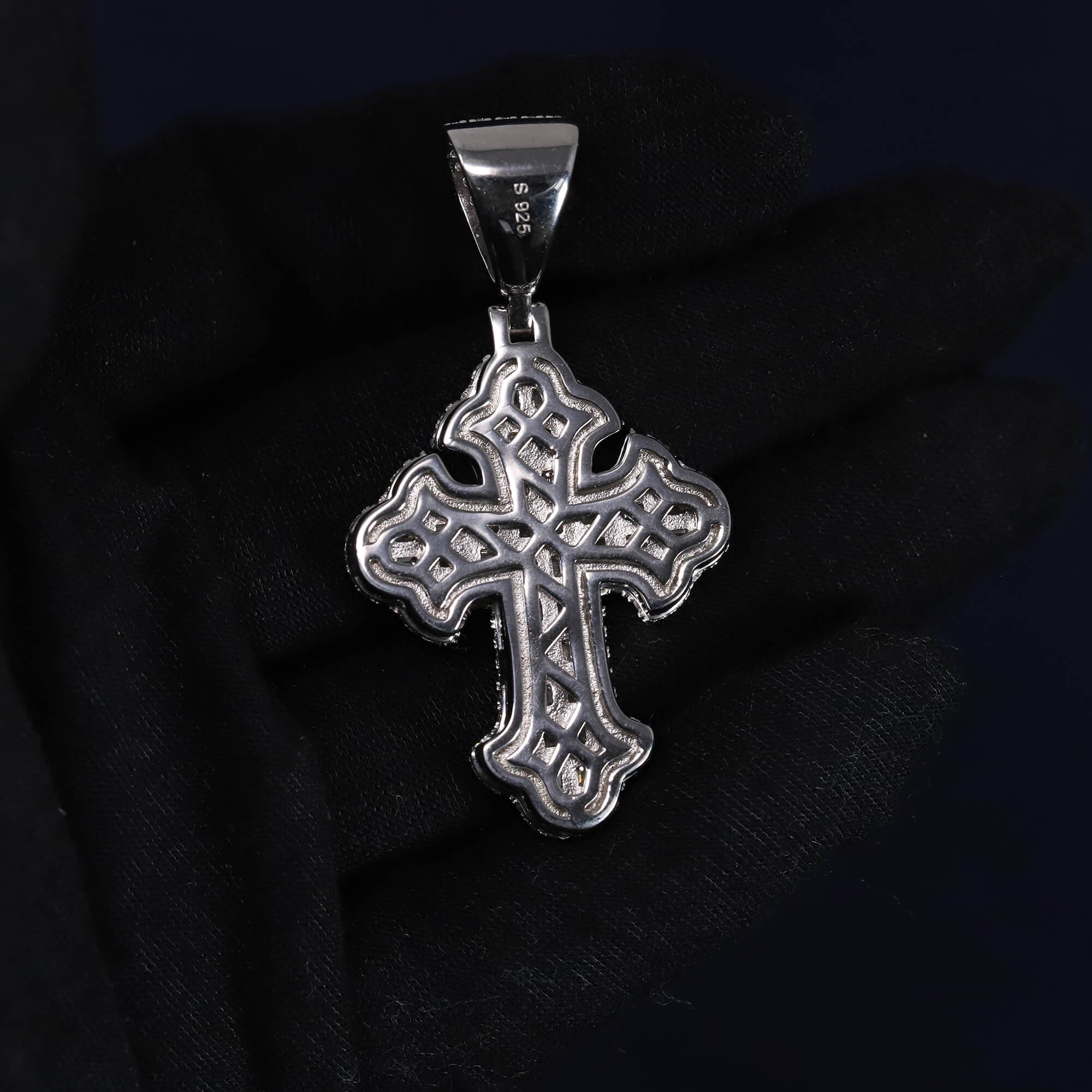 Baguette Iced Out 11.1CT Moissanite Flared Cross Pendant in Premium Sterling Silver