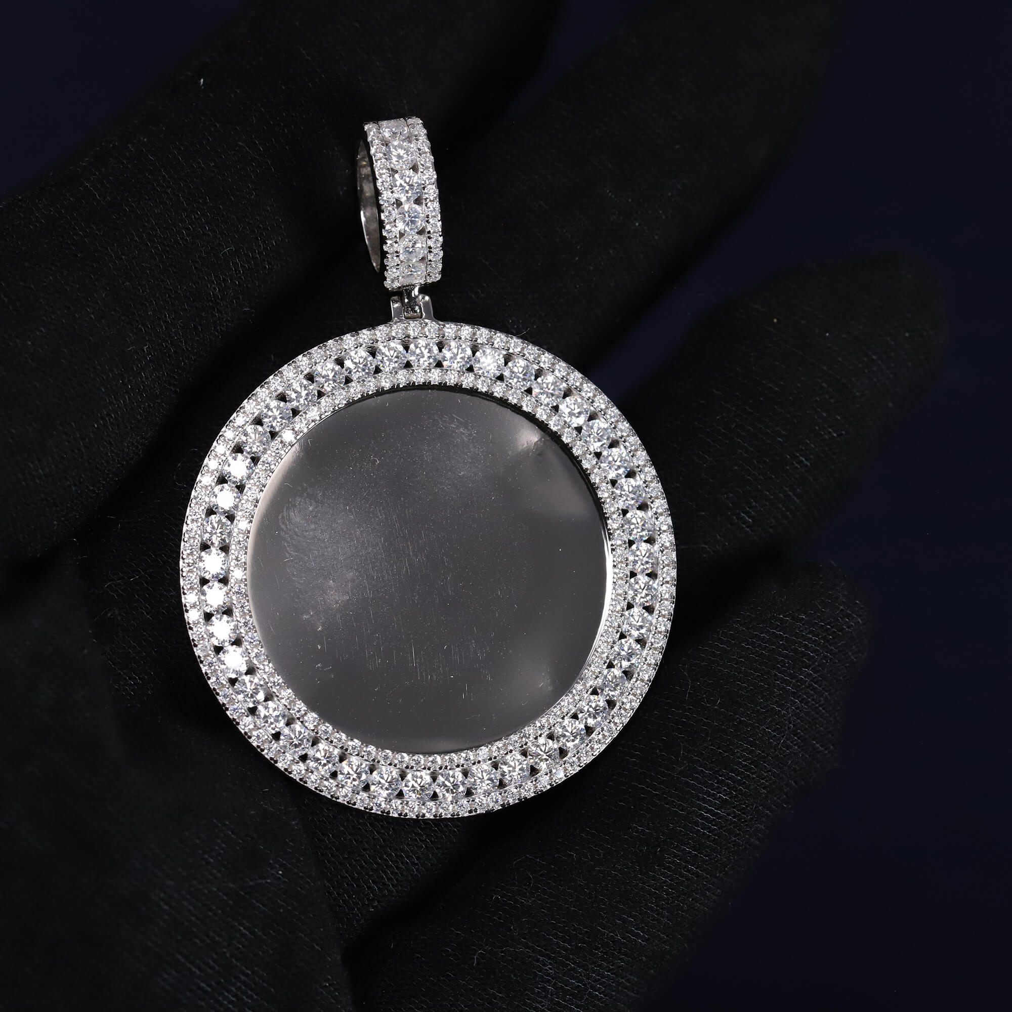 Iced Out 3.9CT Moissanite Photo Pendant in Premium Sterling Silver