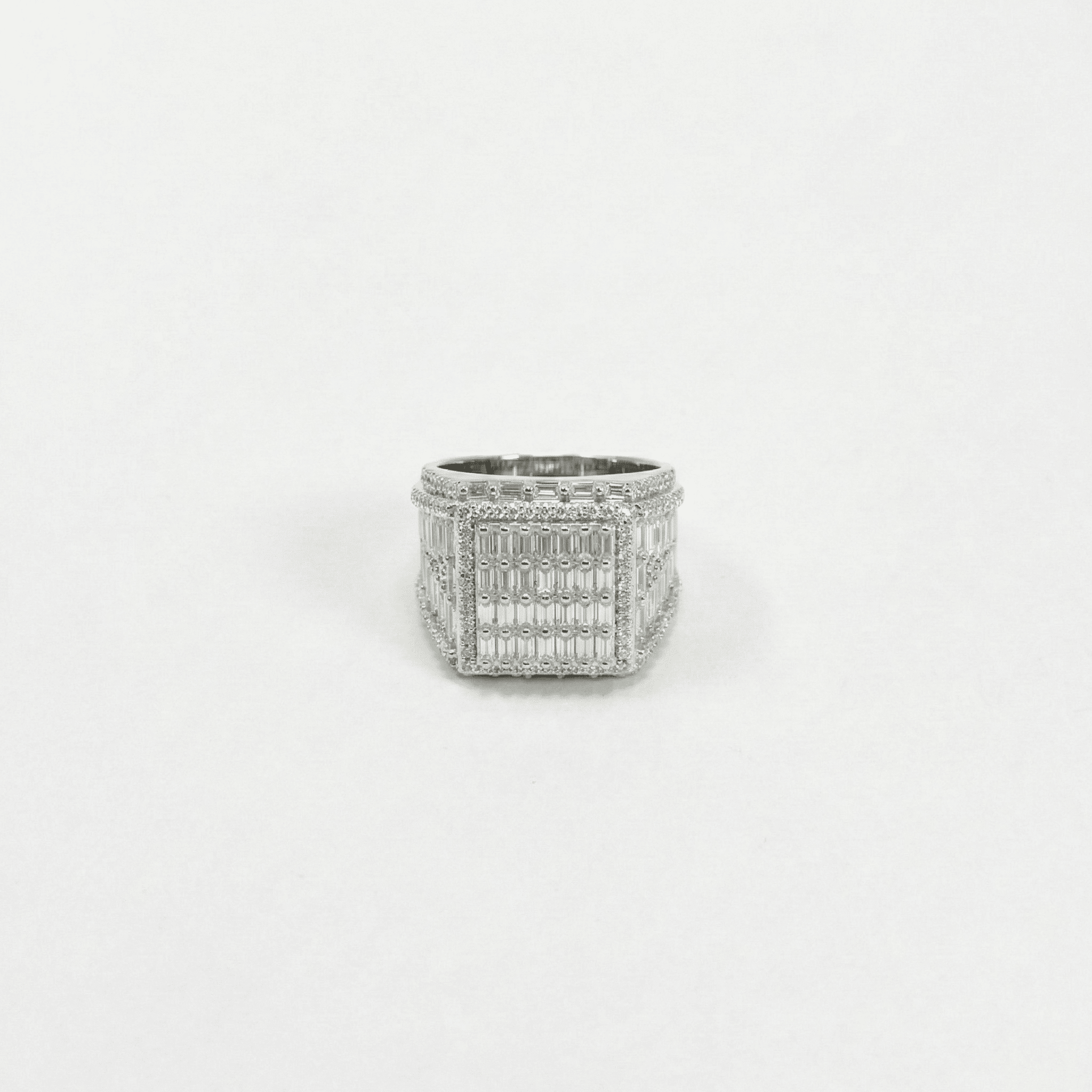 Iced Out 4.5CT Moissanite Square Baguette Cluster Ring in Premium Sterling Silver