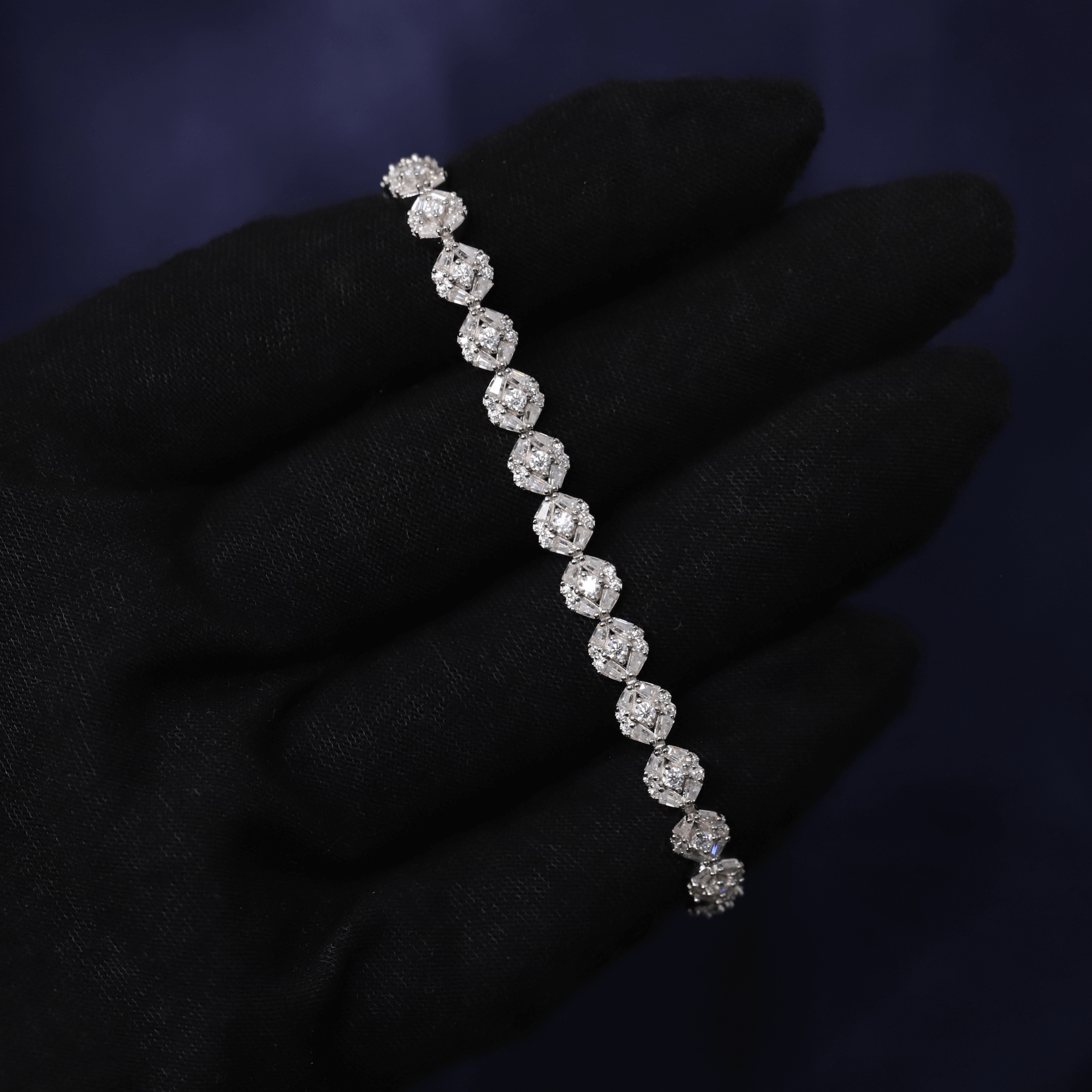 Iced Out 5.5CT Moissanite Cushion Cluster Bracelet in Premium Sterling Silver