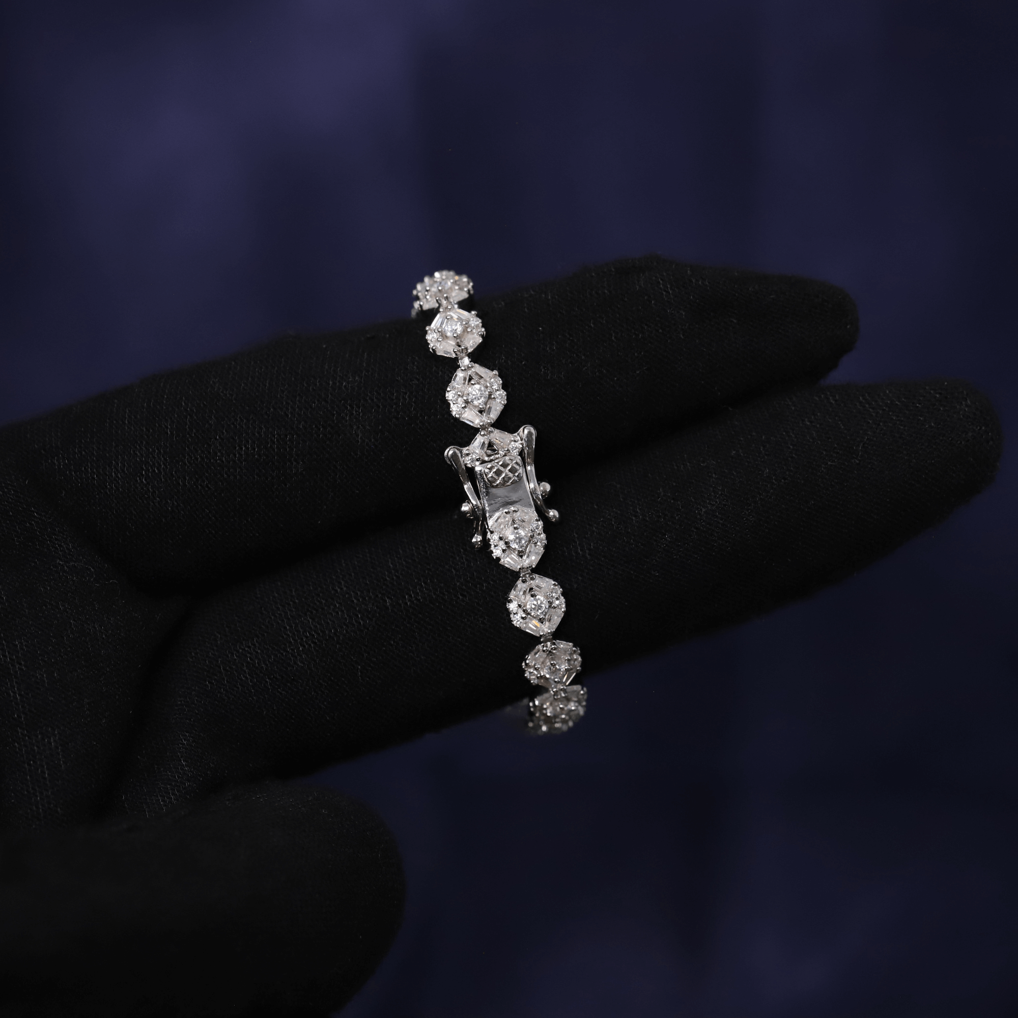 Iced Out 5.5CT Moissanite Cushion Cluster Bracelet in Premium Sterling Silver