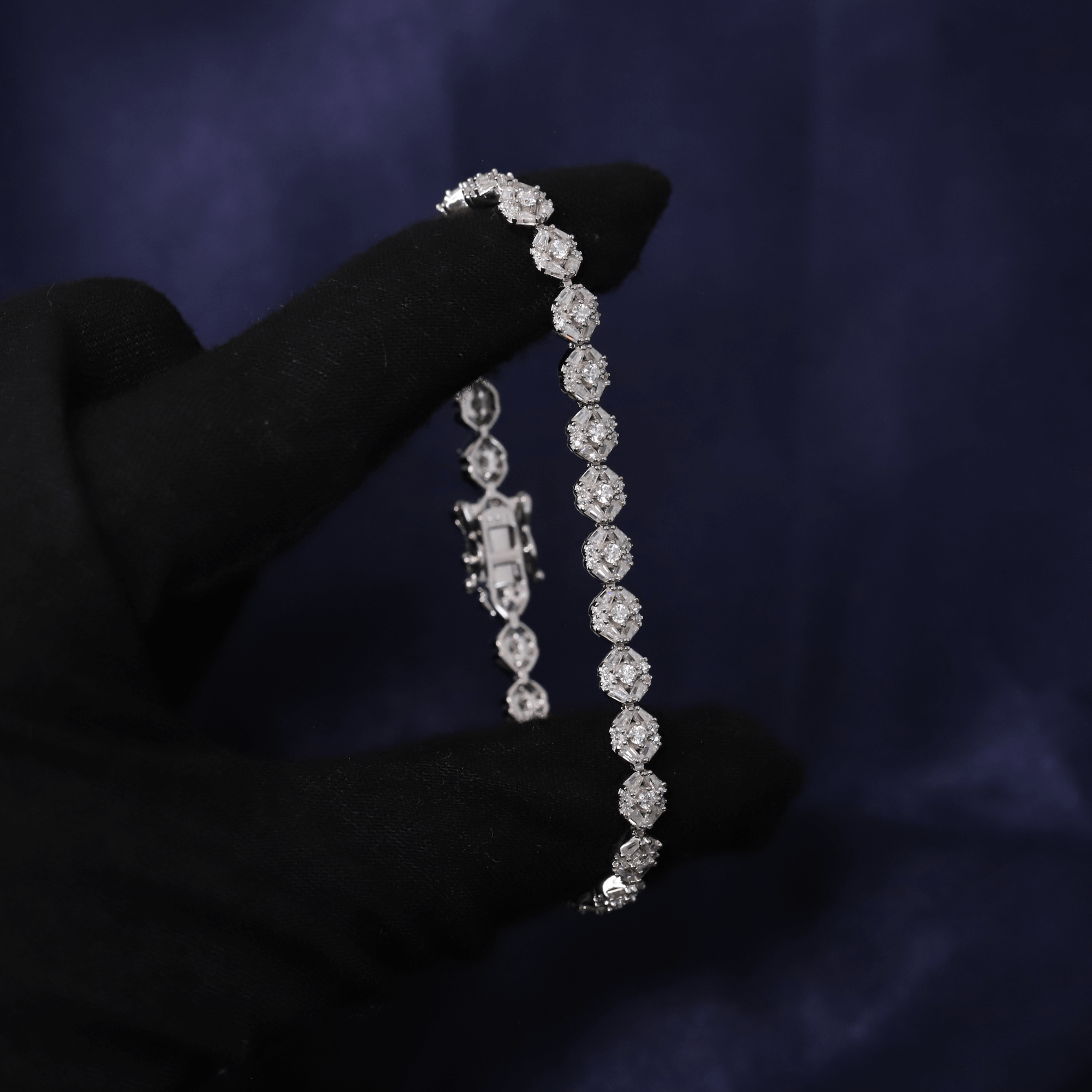 Iced Out 5.5CT Moissanite Cushion Cluster Bracelet in Premium Sterling Silver