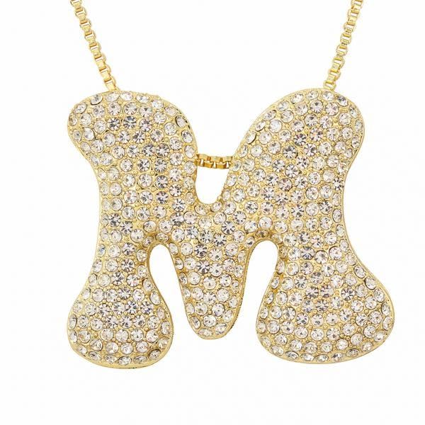 30mm Iced Out Bubble Letter Pendant witth Box Chain