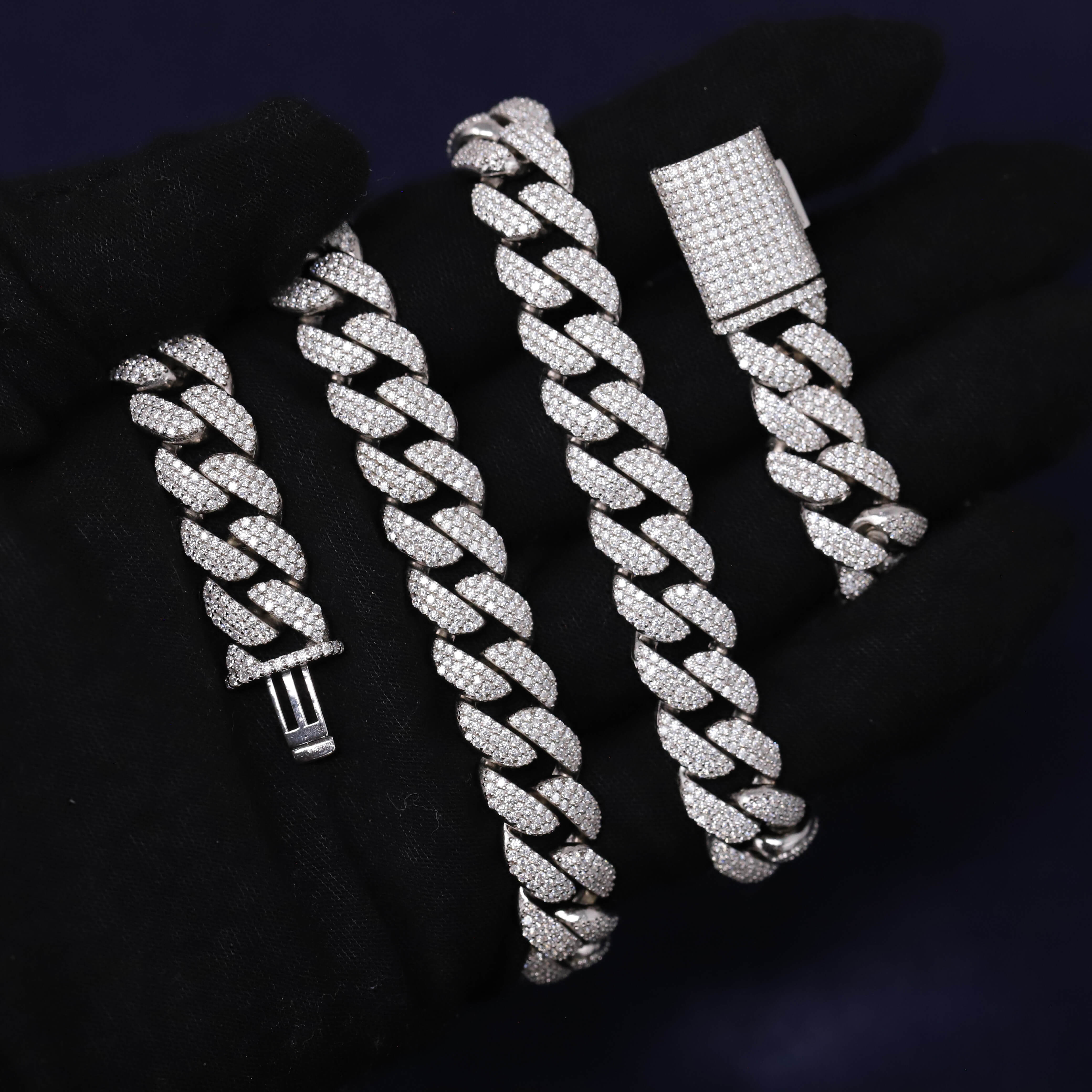 Iced Out 22.20CT Moissanite Cuban Link Chain in Premium Sterling Silver