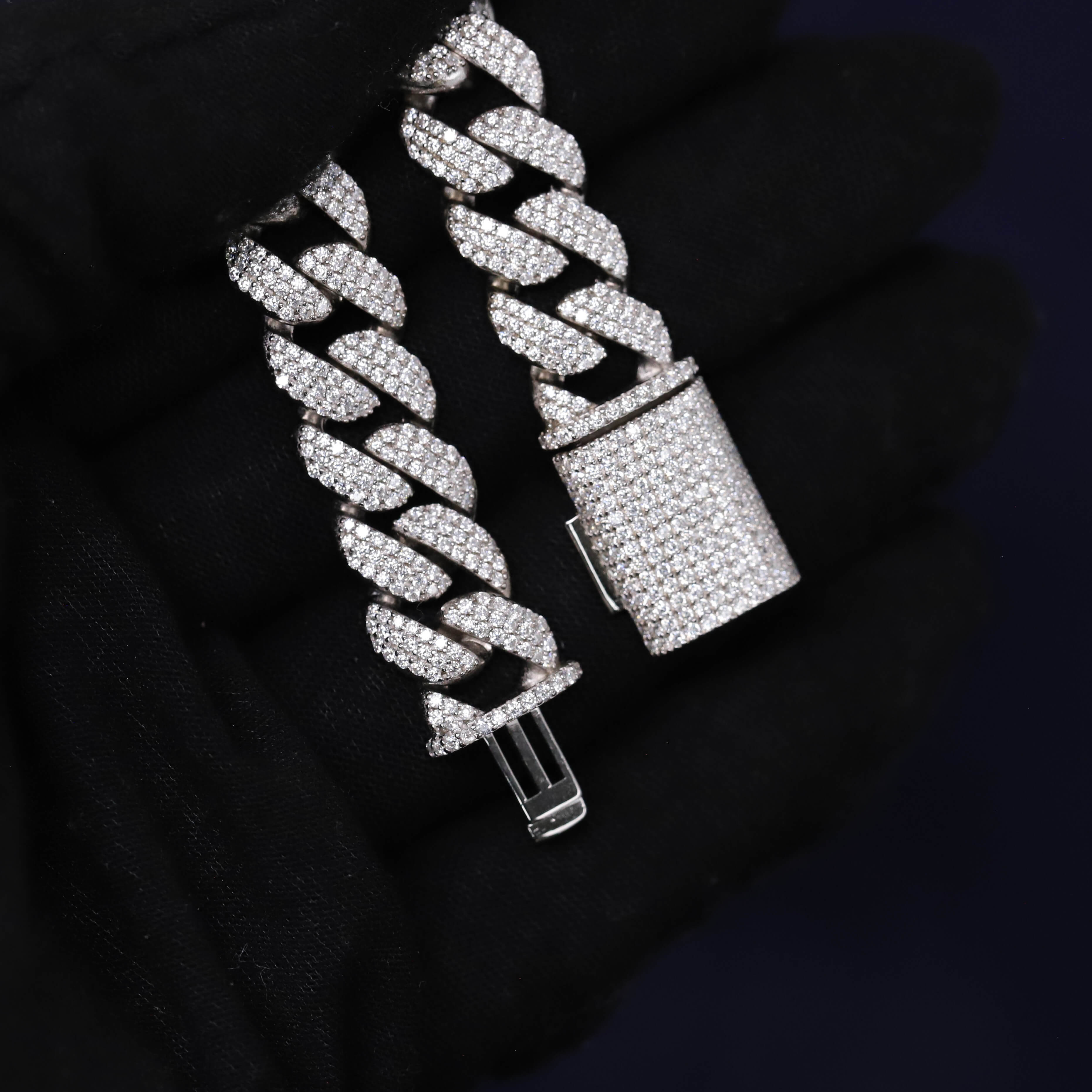 Iced Out 22.20CT Moissanite Cuban Link Chain in Premium Sterling Silver