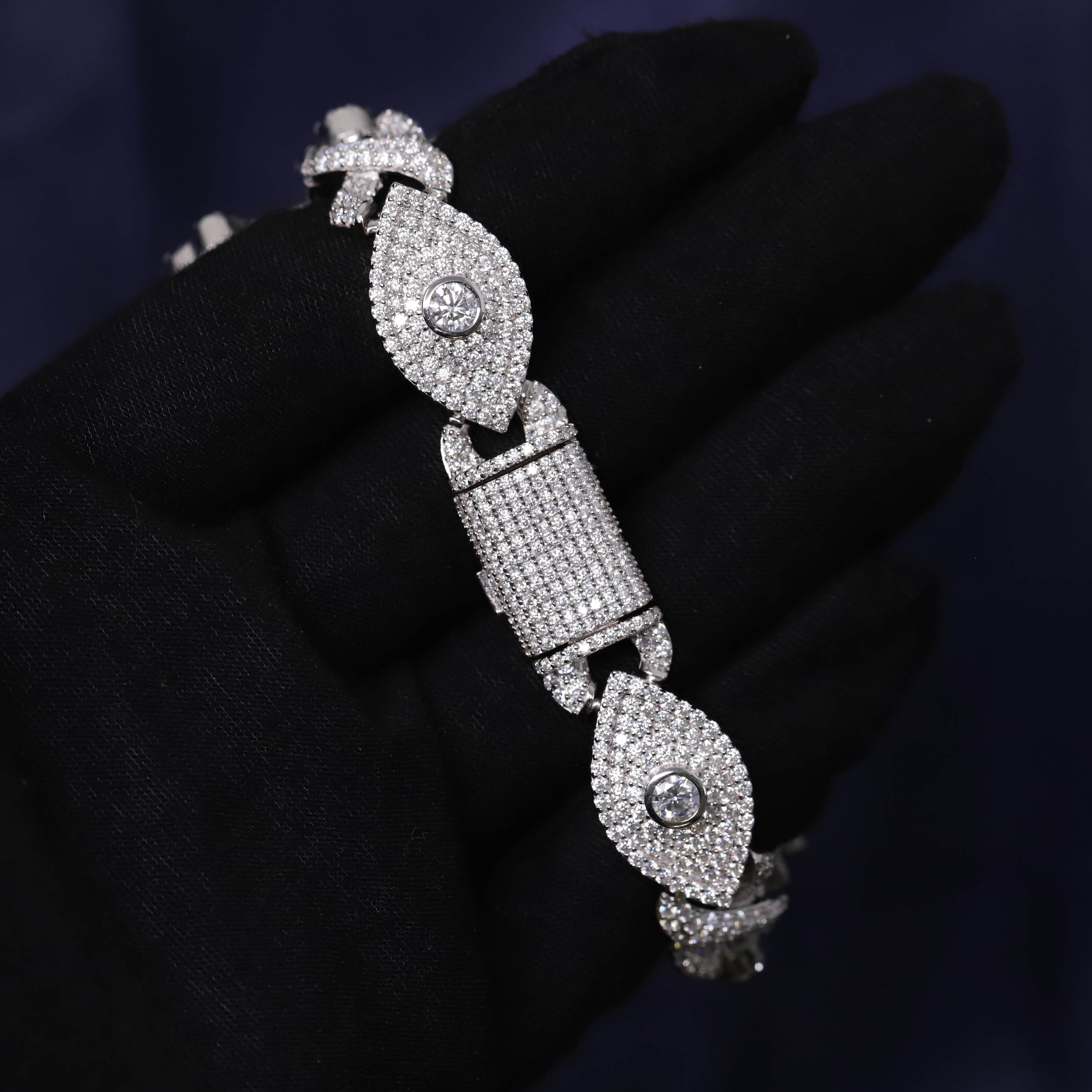 Iced Out 18.29CT Moissanite Cross Infinity Bracelet in Premium Sterling Silver
