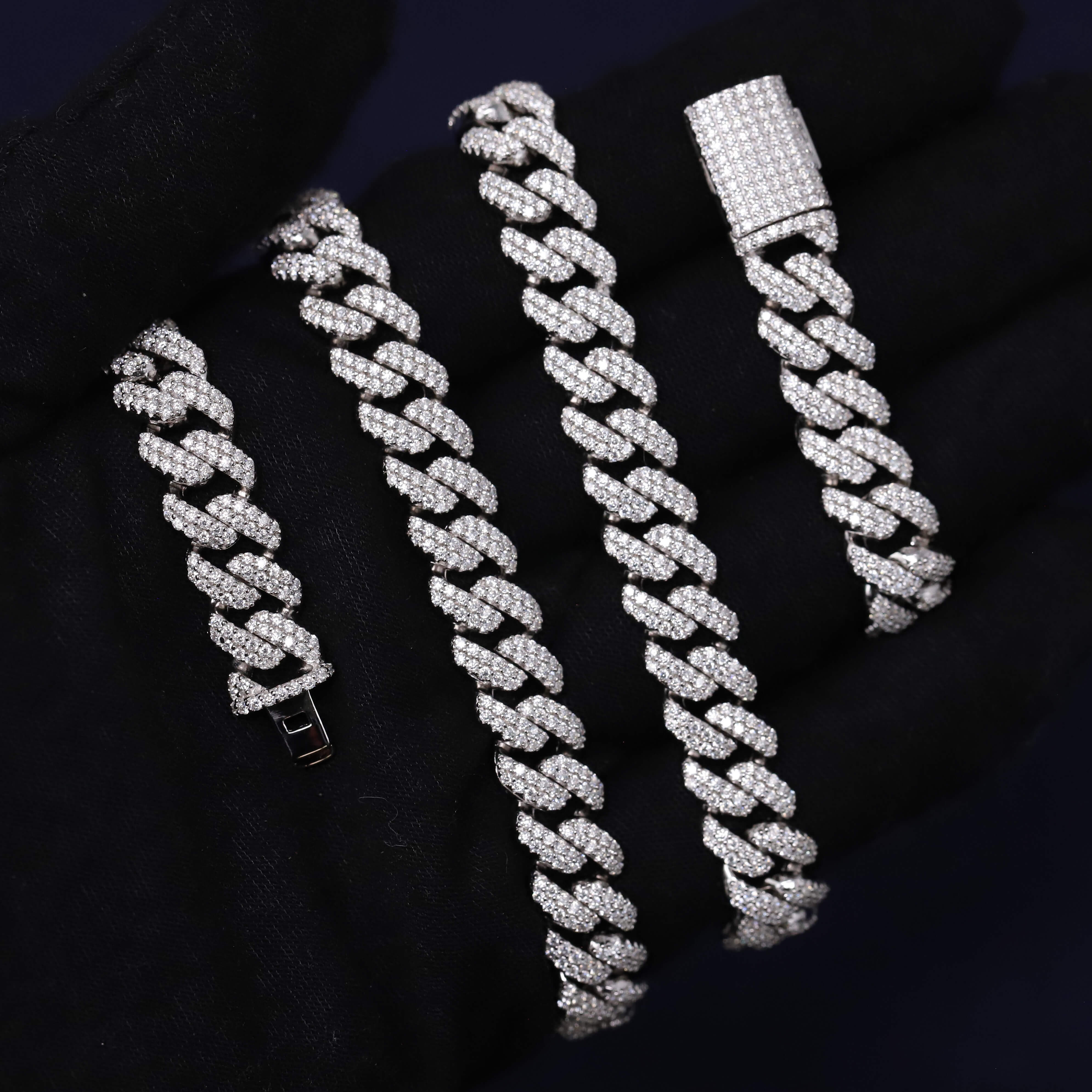 Iced Out 22 inch Moissanite Cuban Link Chain in Premium Sterling Silver