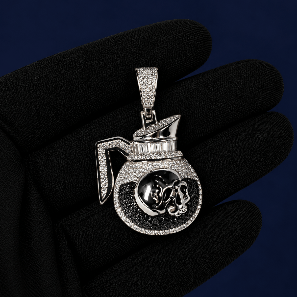 Iced Out 3.52CT Moissanite Baguette Pitcher Pendant in Premium Sterling Silver