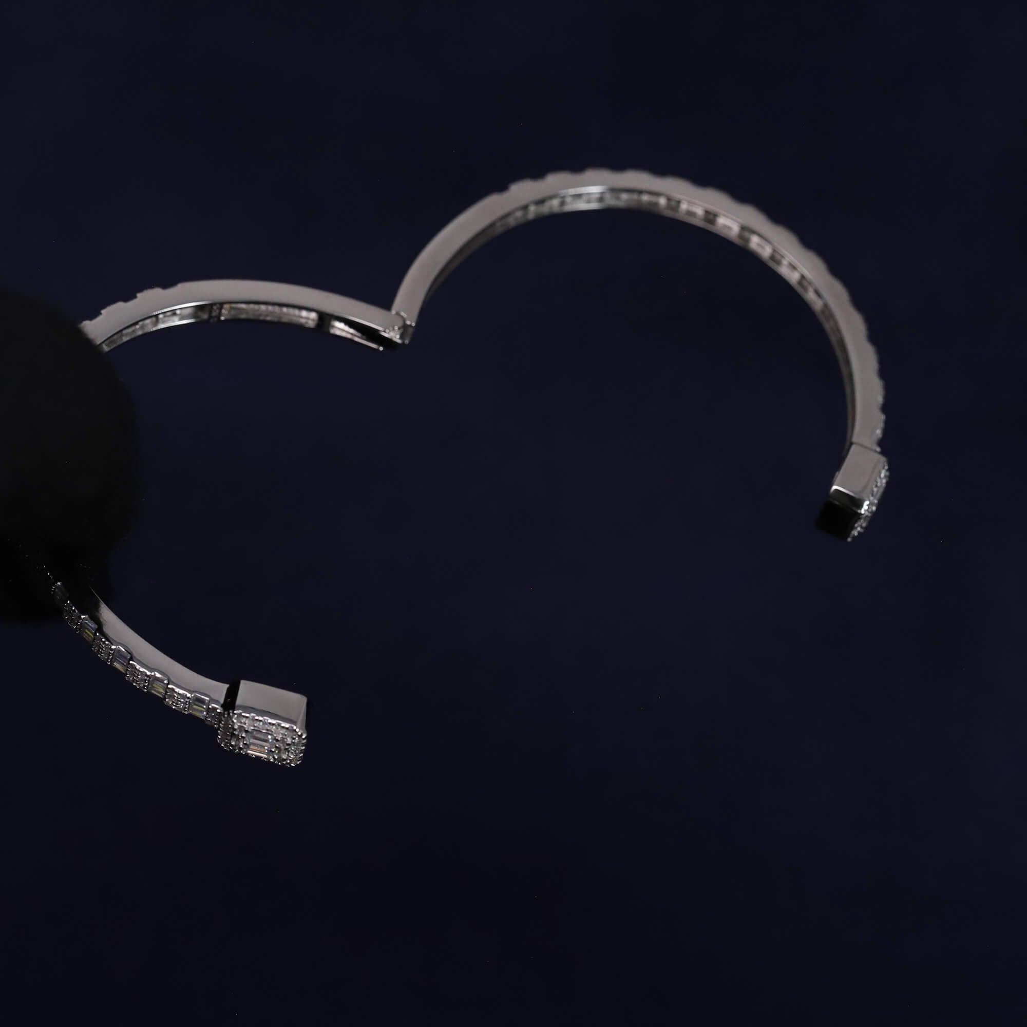 Iced Out 4.37CT Moissanite Baguette Open Cuff Bangle in Premium Sterling Silver