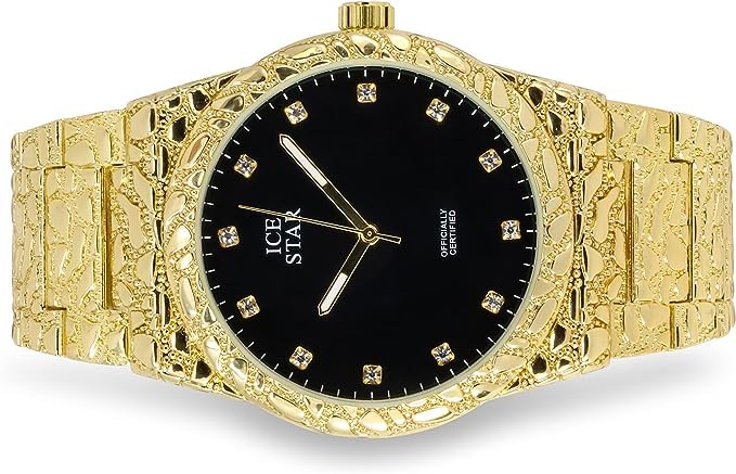Men's 45mm Diamond Accent Nugget Watch & 3 Bracelet Set