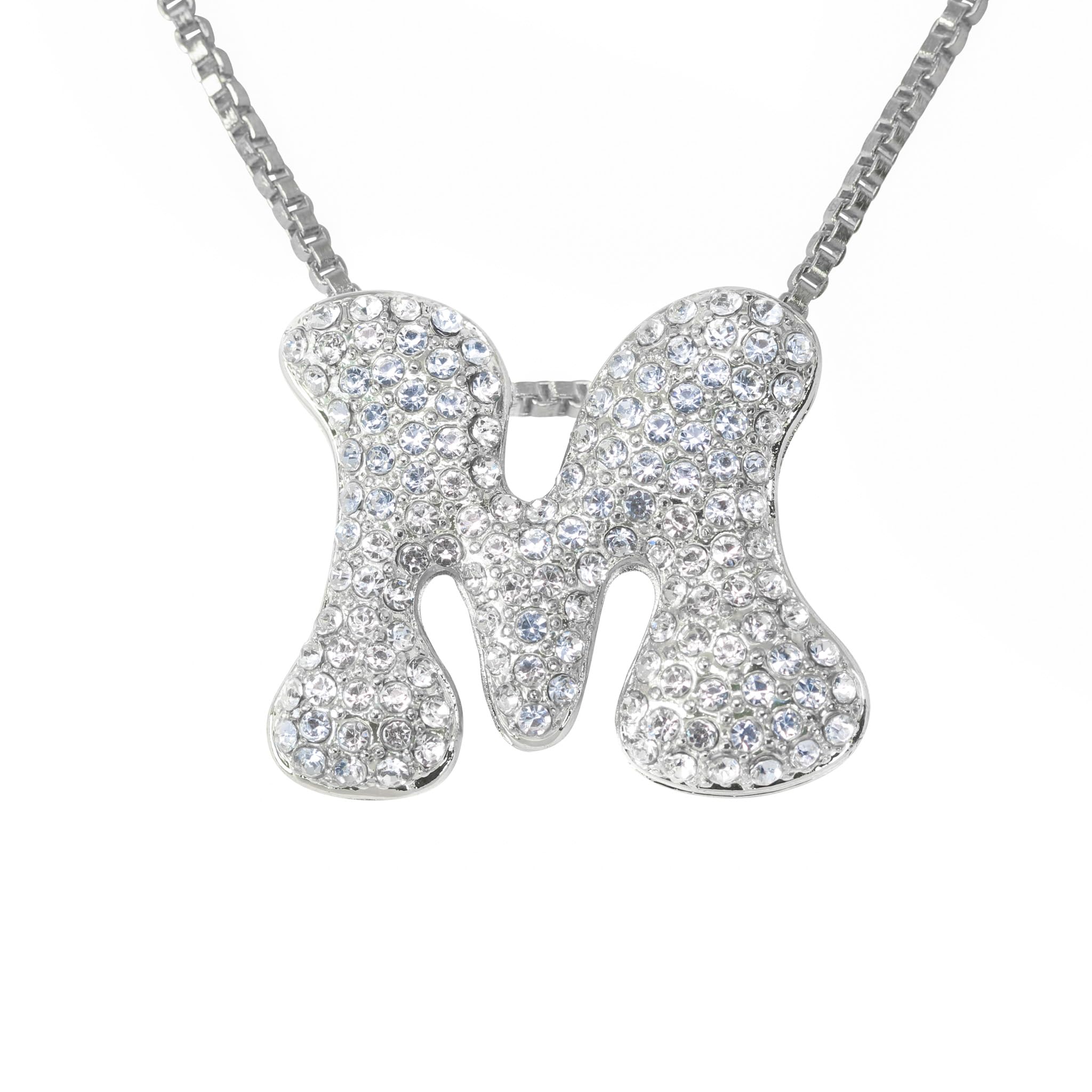30mm Iced Out Bubble Letter Pendant witth Box Chain