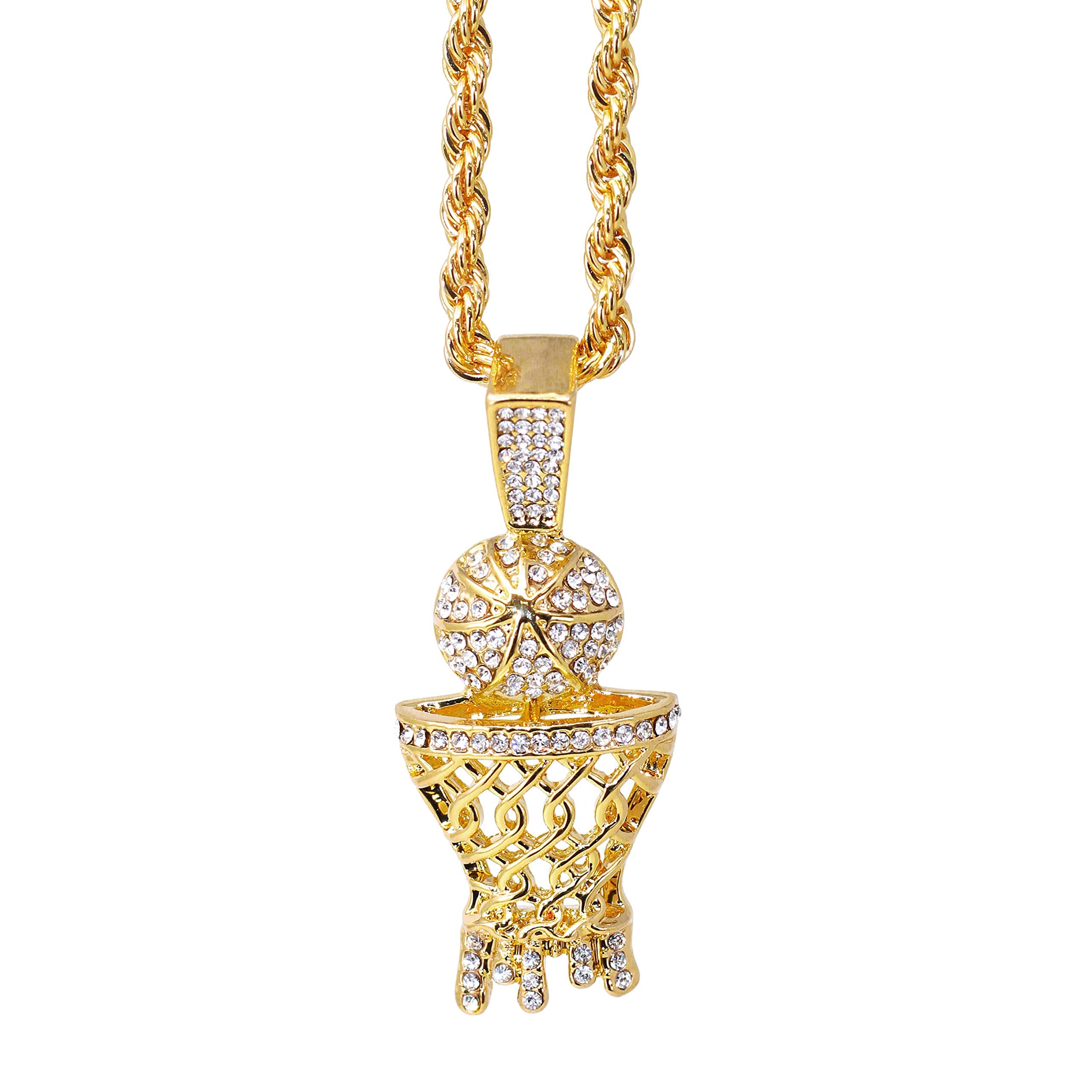 Men's Iced Out Hip Hop Pendant Necklace - 2 Piece Set