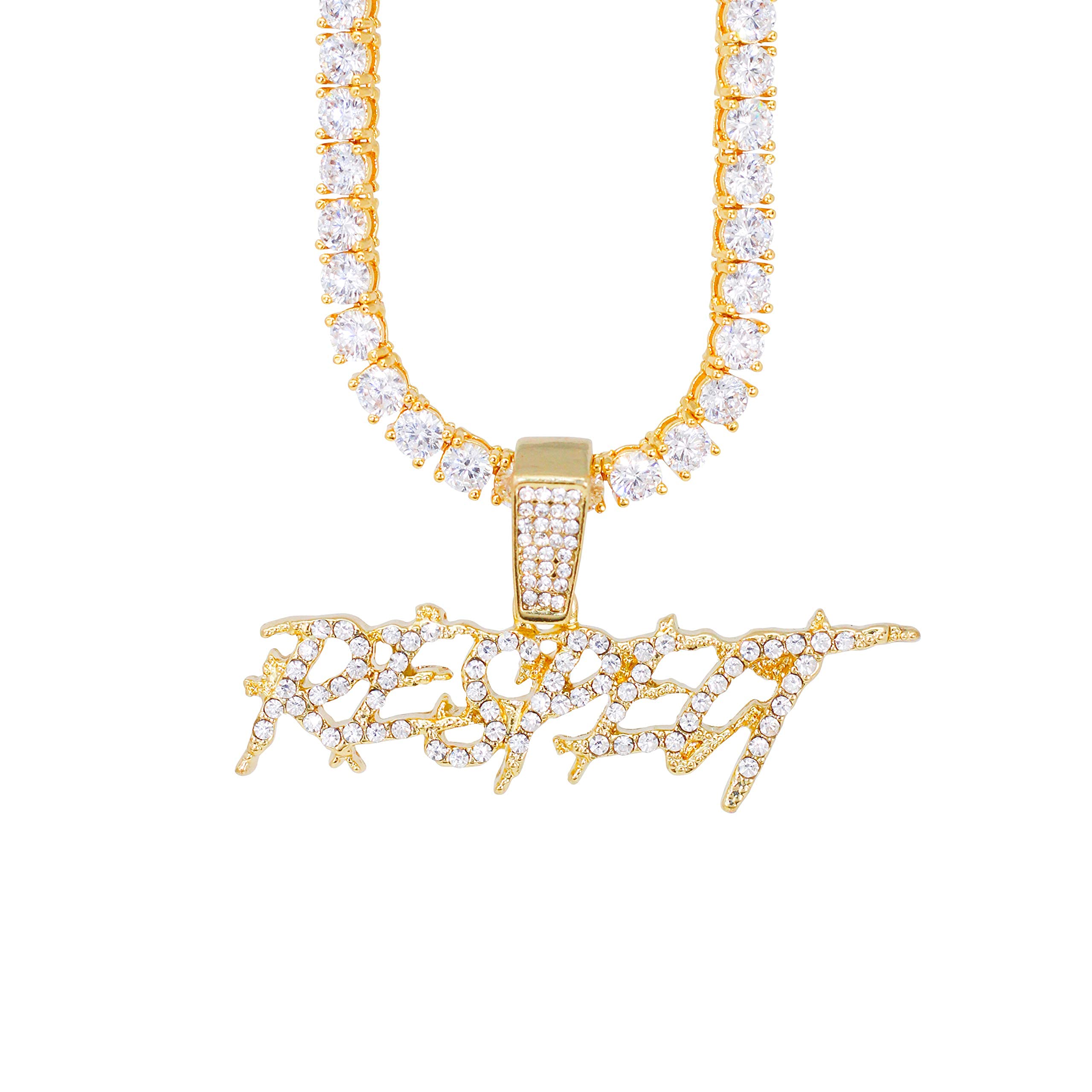 Iced Out Streetwear Pendant Necklace with Tennis Chain - 20 Inches