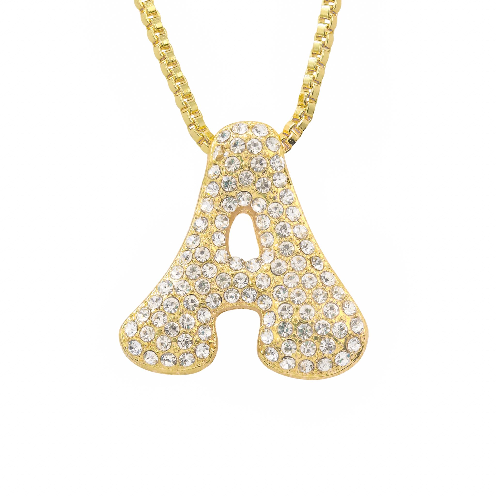 30mm Iced Out Bubble Letter Pendant witth Box Chain