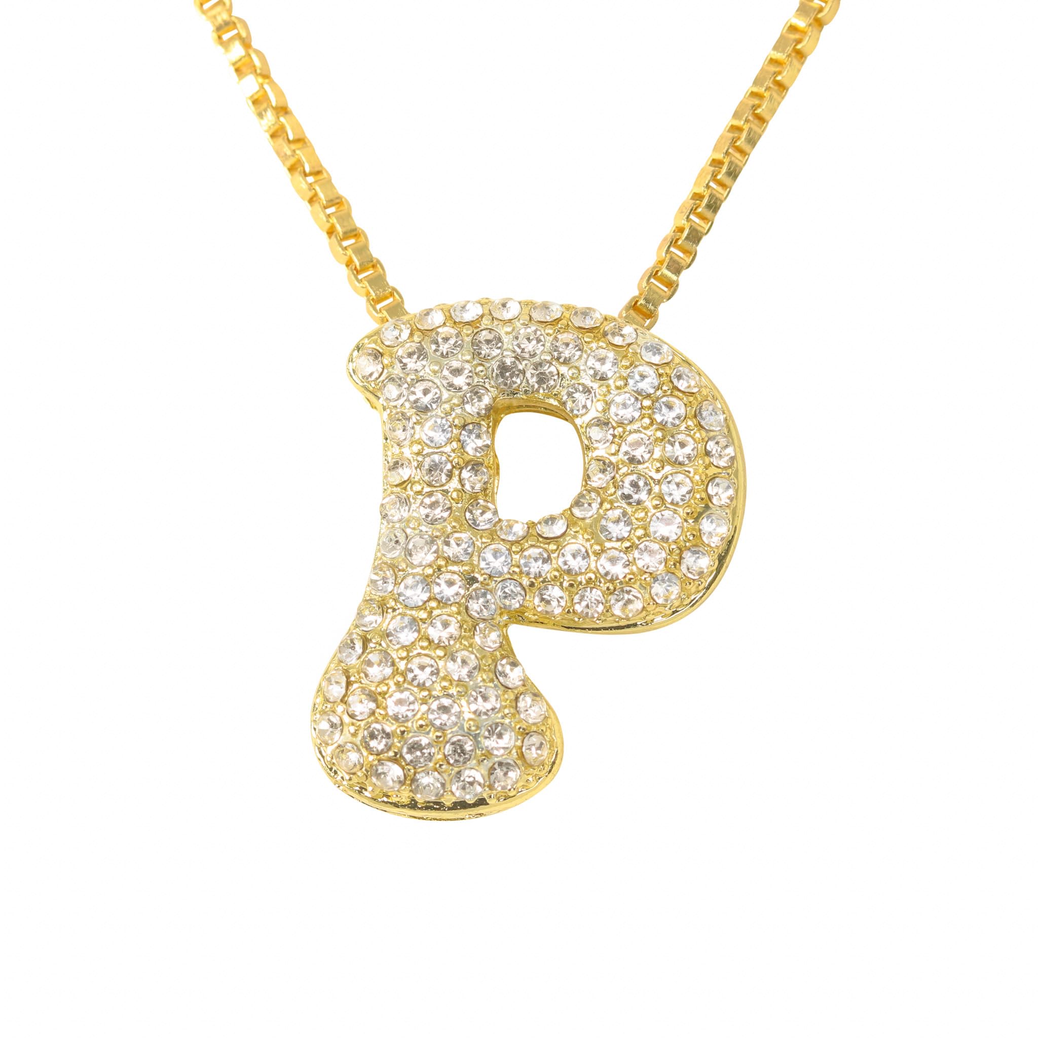 30mm Iced Out Bubble Letter Pendant witth Box Chain