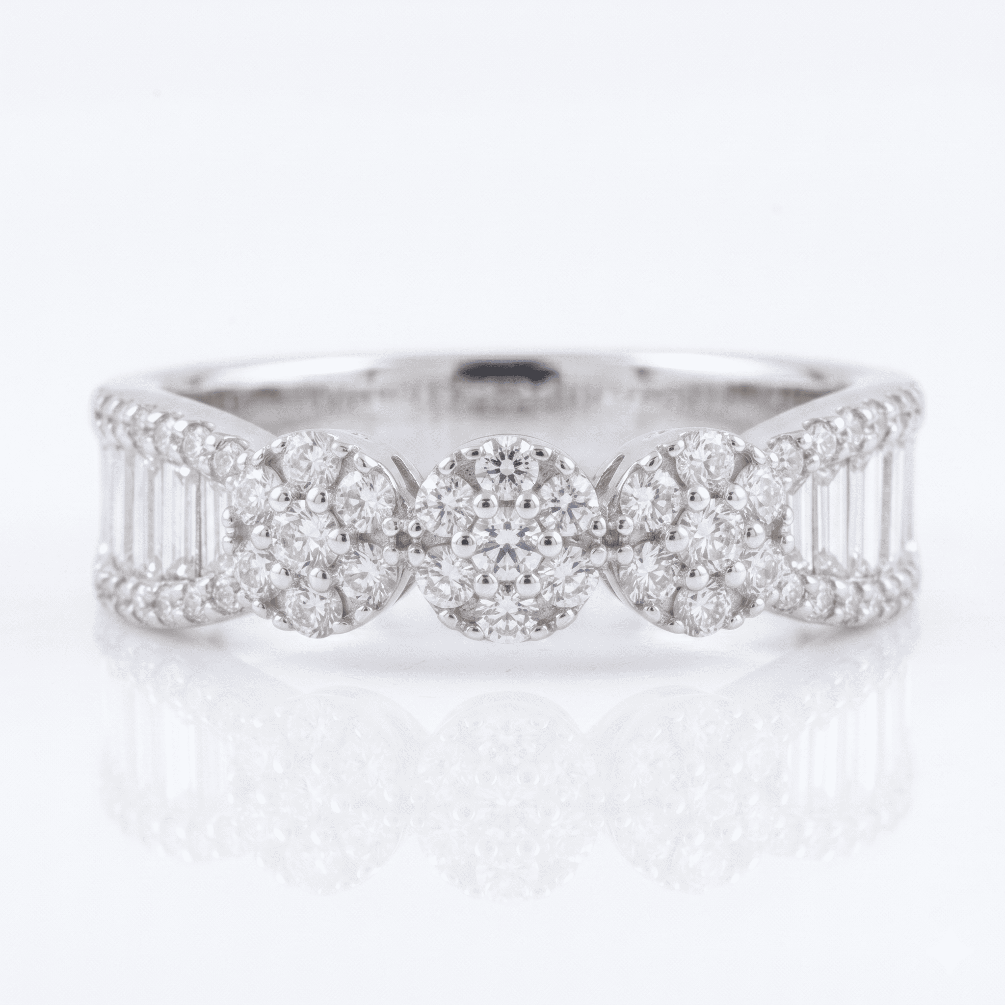 Iced Out 0.96CT Moissanite Cluster Band Ring in Premium Sterling Silver
