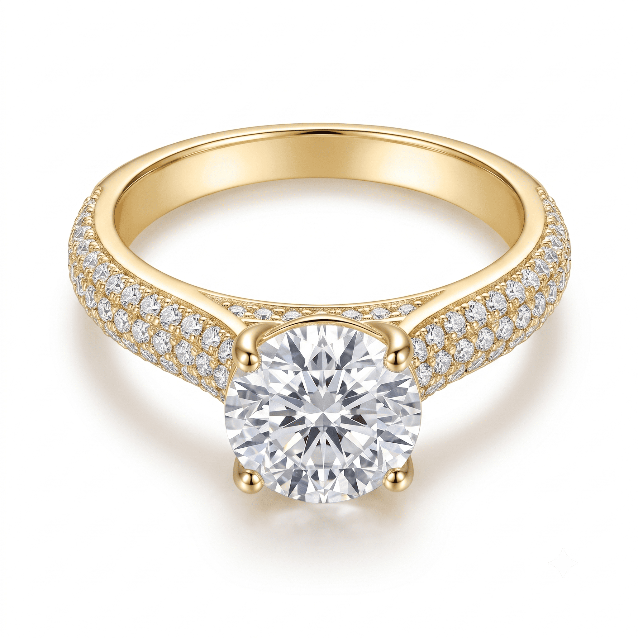 Iced Out 2.58CT Moissanite Round Cut Pavé Ring in Premium Sterling Silver