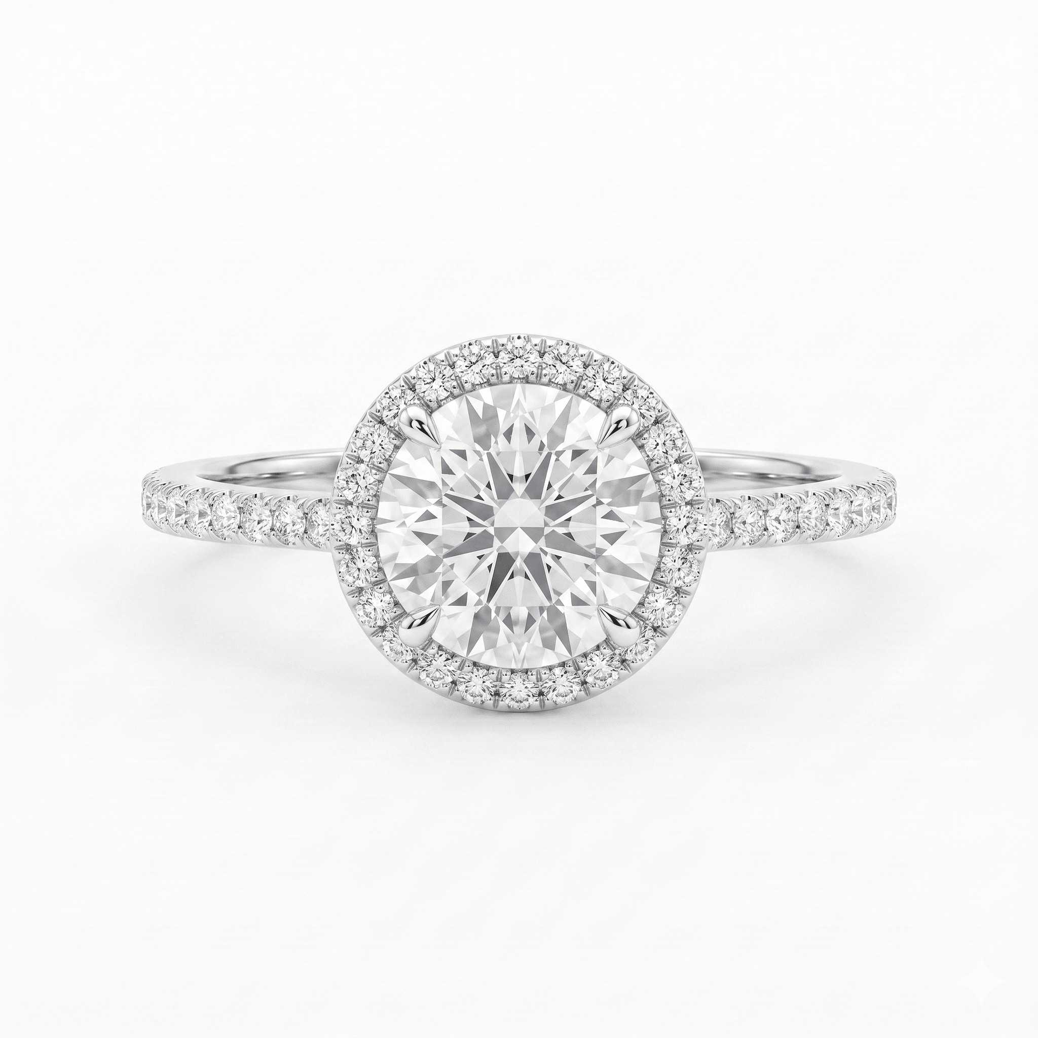 Iced Out 1.02CT Moissanite Round Halo Ring in Premium Sterling Silver