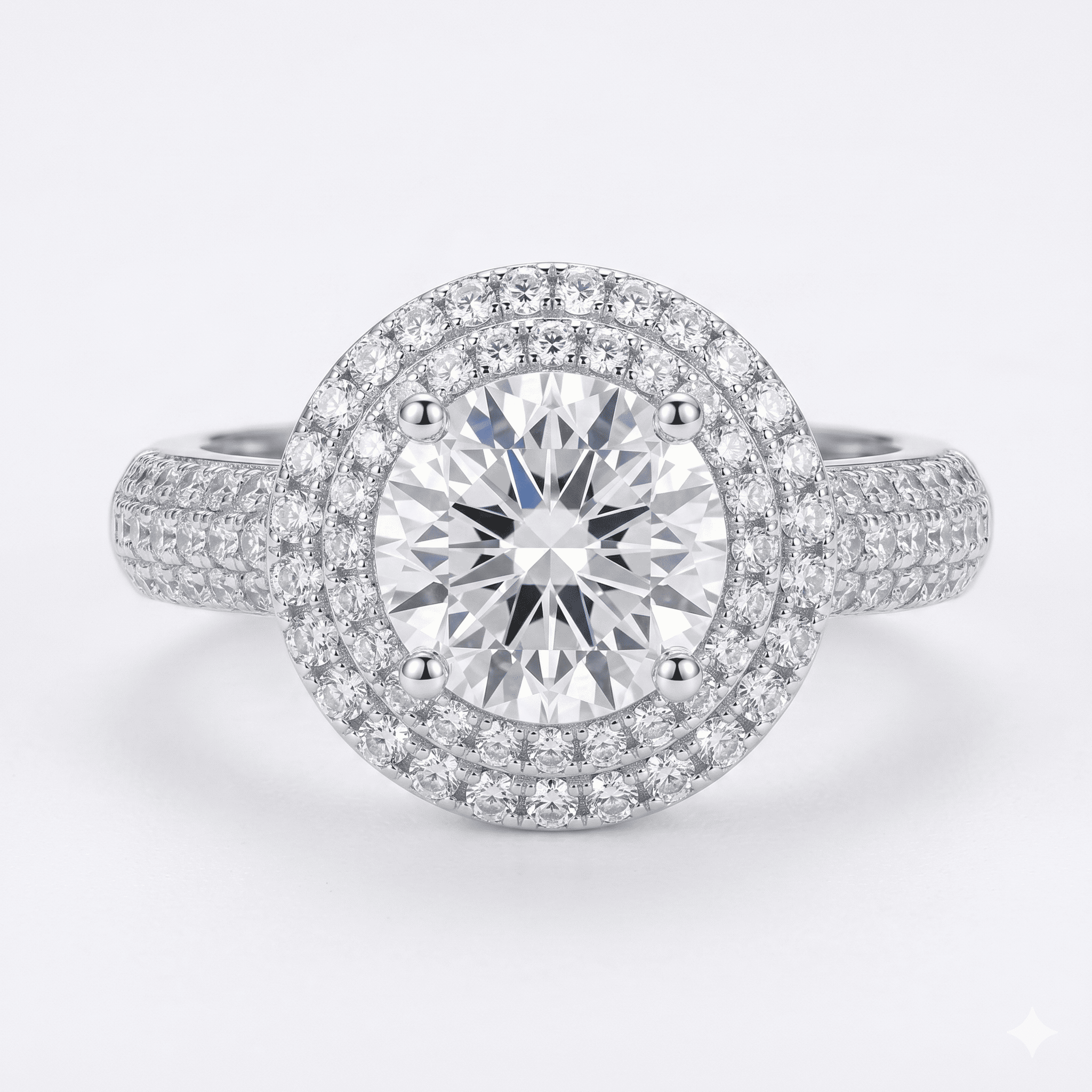 Iced Out 2.16CT Moissanite Round Halo Ring in Premium Sterling Silver