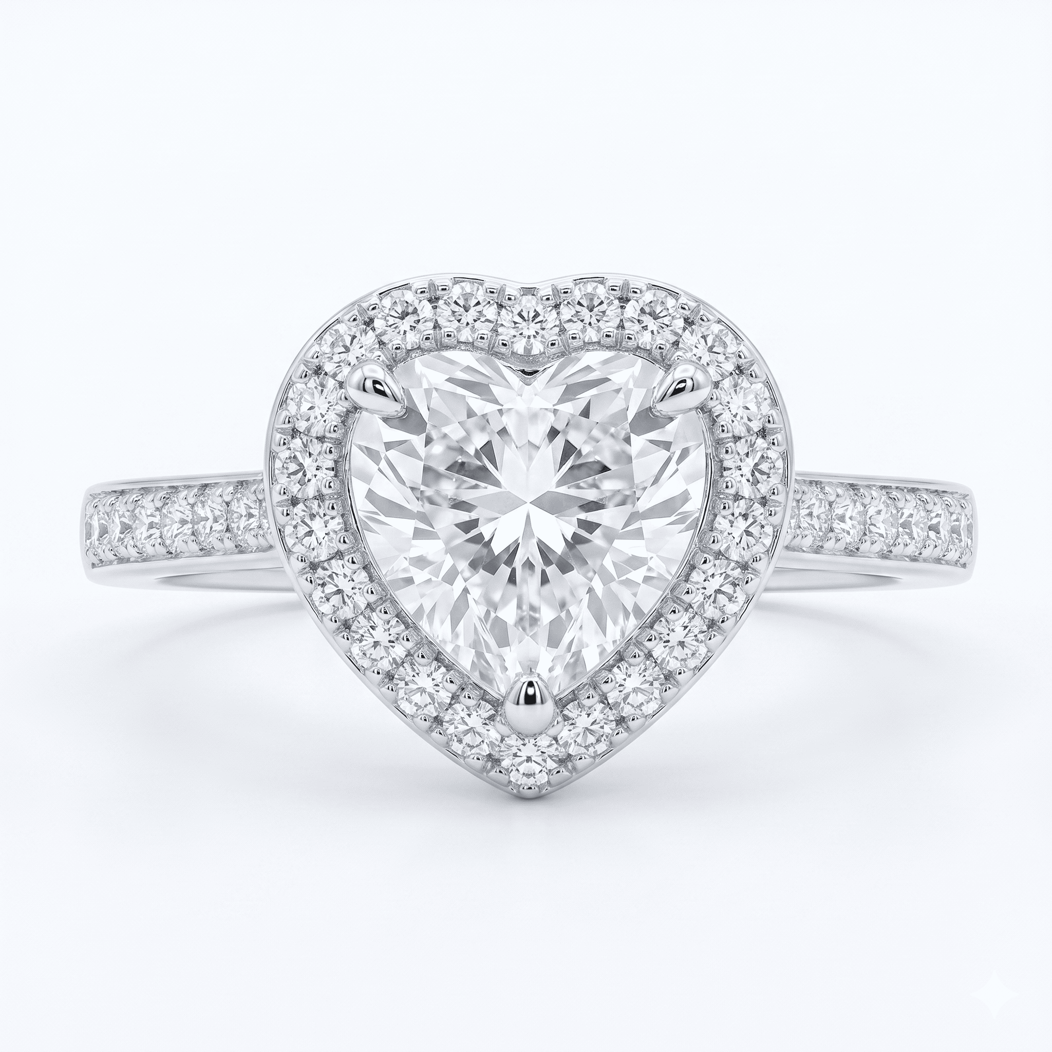 Iced Out 1.52CT Moissanite Heart Halo Ring in Premium Sterling Silver
