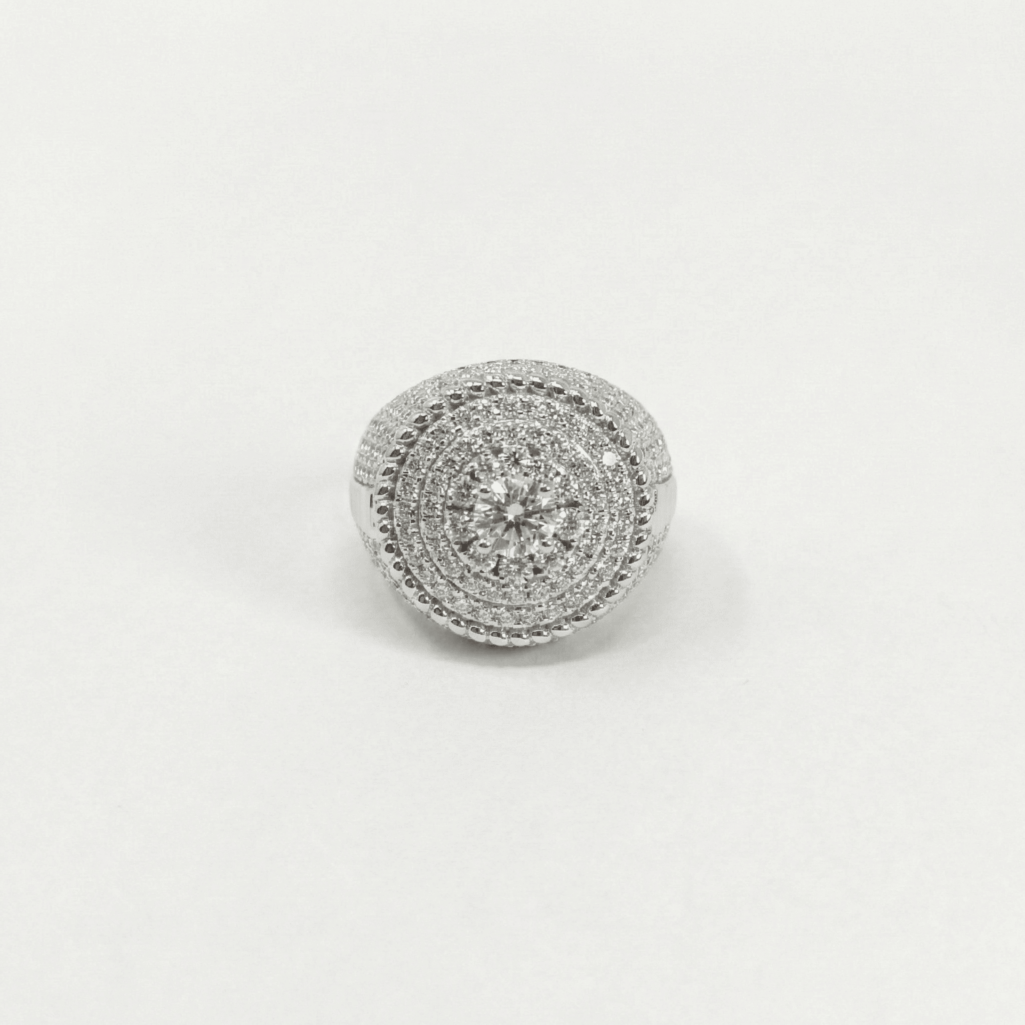 Iced Out 4.36CT Moissanite Round Cluster Halo Ring in Premium Sterling Silver