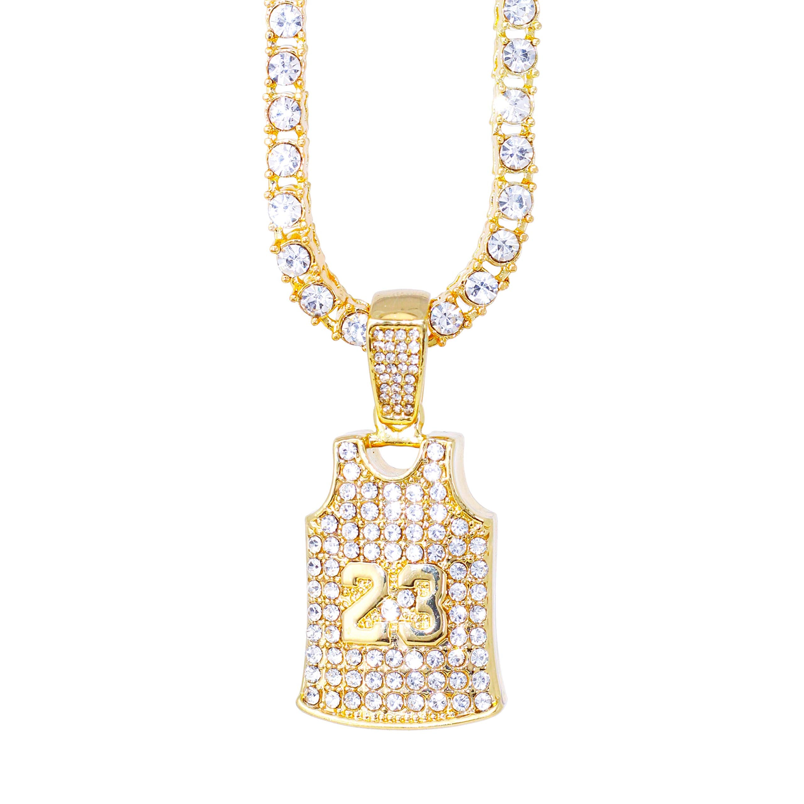 Iced Out Basketball Pendant Necklace with Tennis Chain – 20 Inches