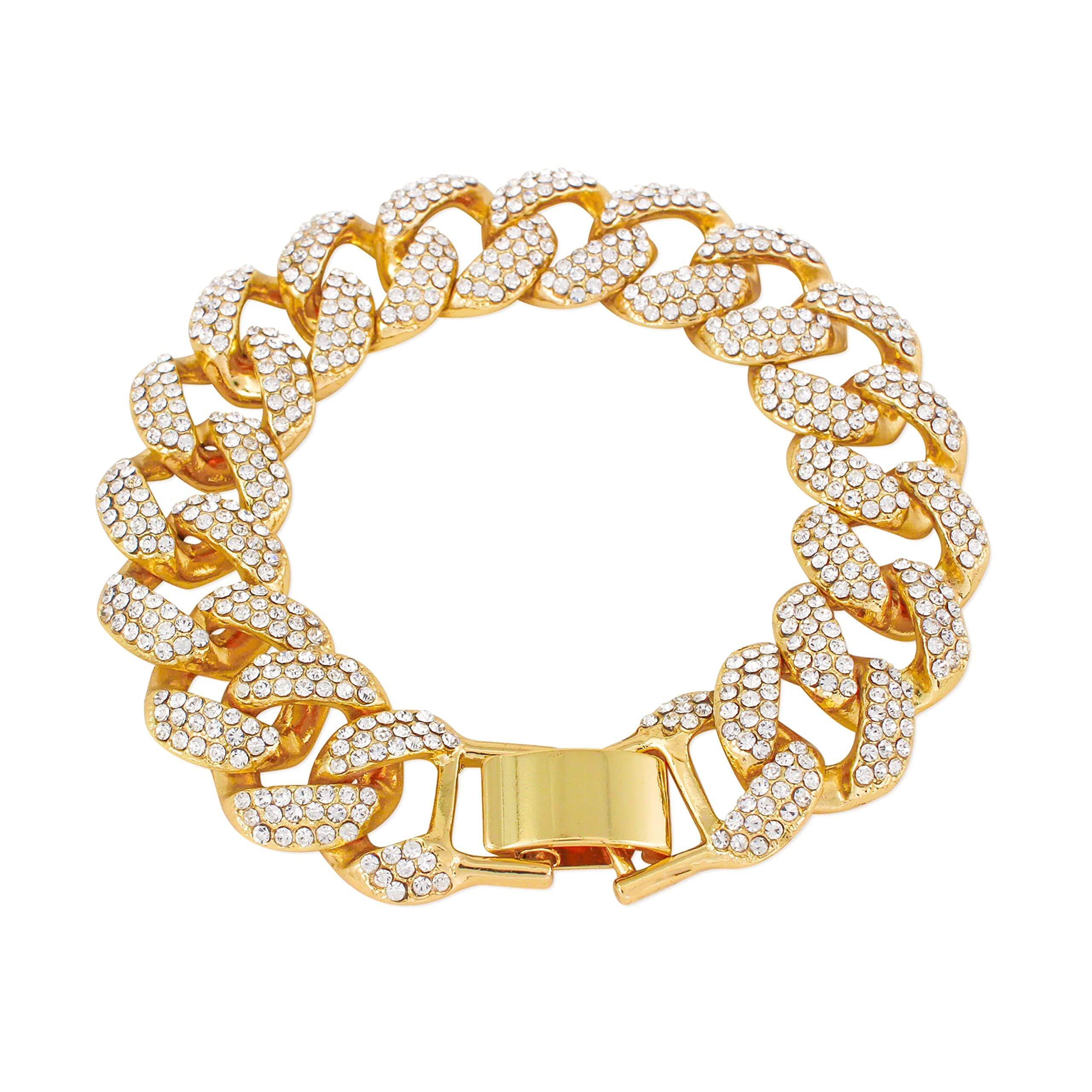 Men's 44mm Iced Out Baguette Watch, Cuban Chain & Bracelet Set