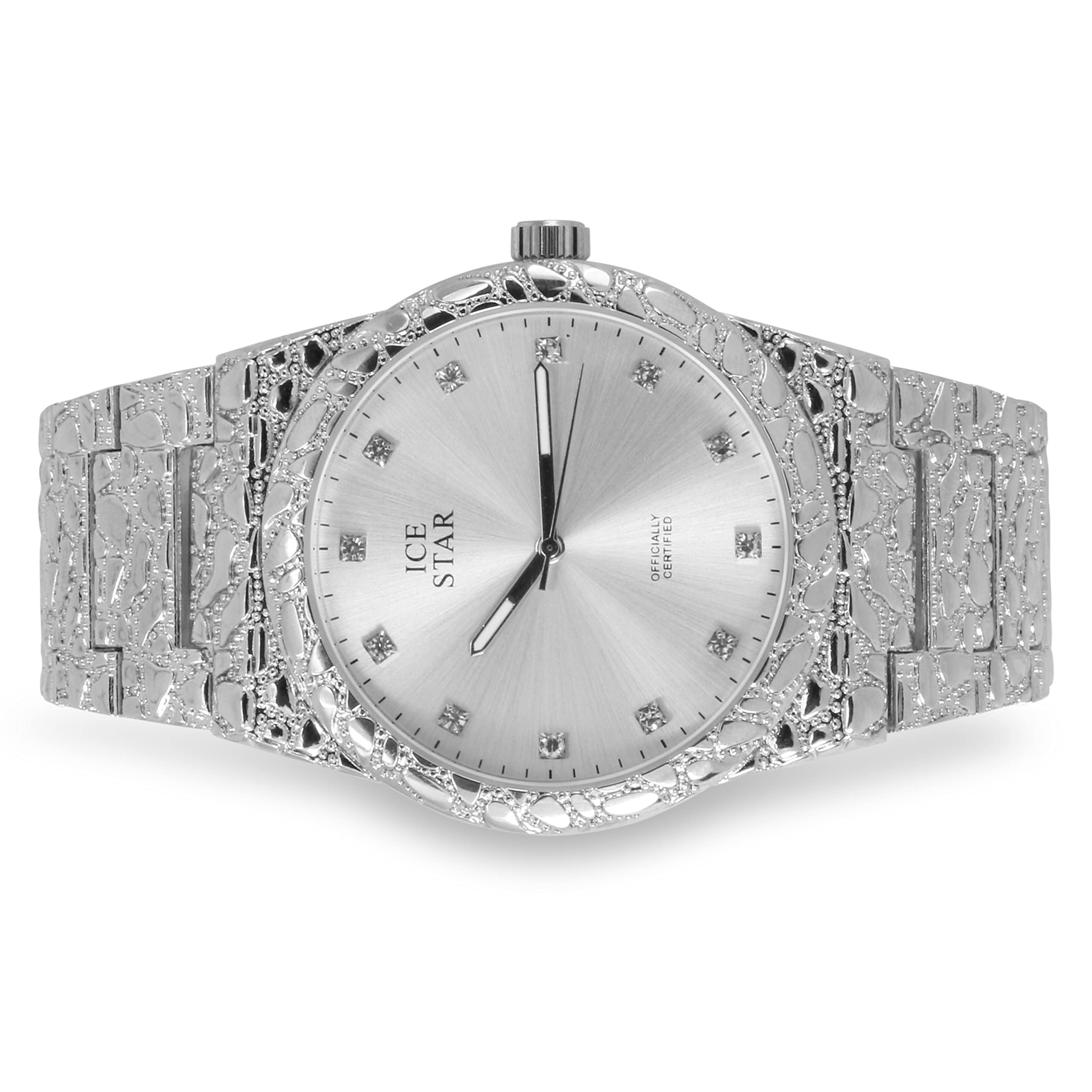 Men's 45mm Diamond Accent Nugget Watch & Bracelet Set
