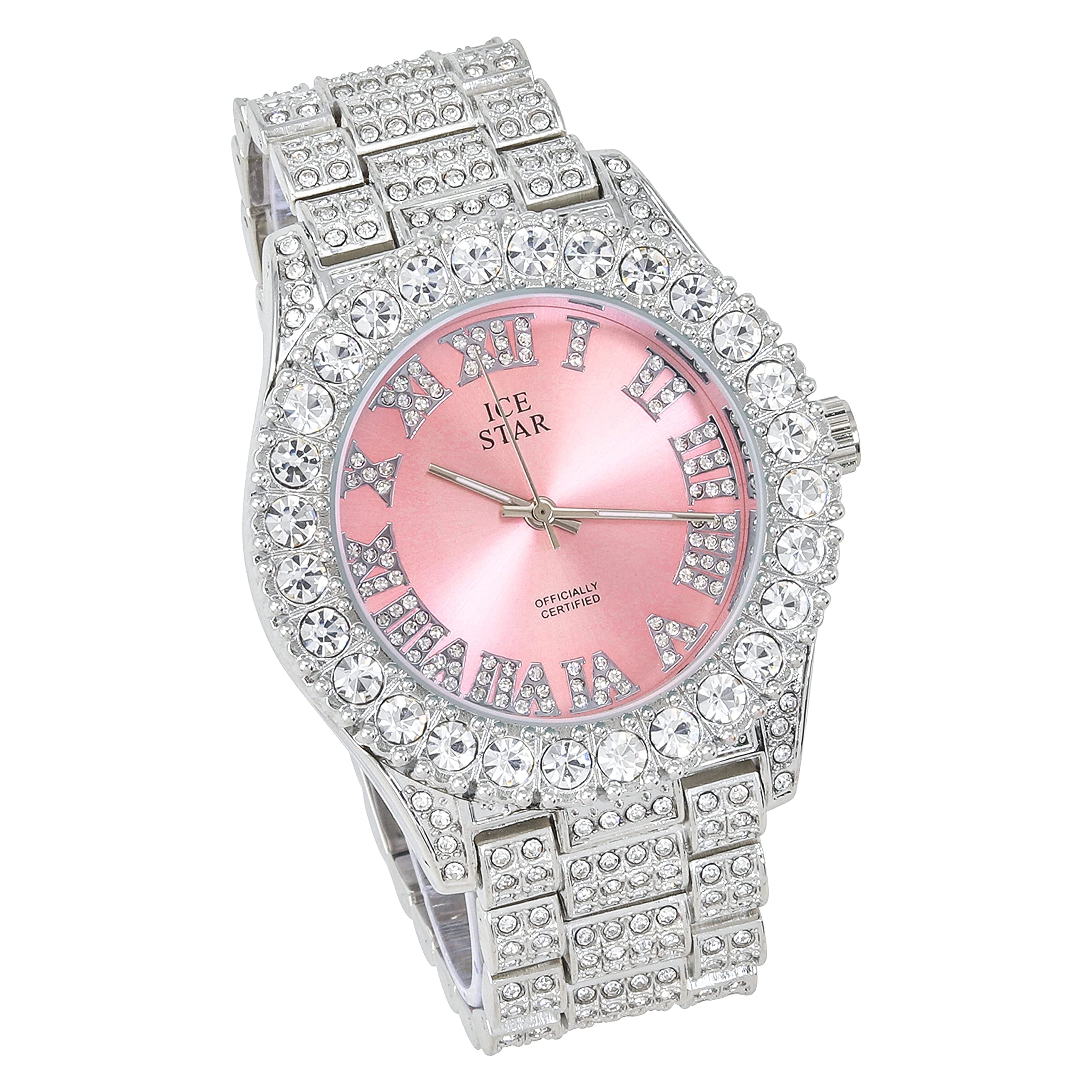 Women's 44mm Iced Out Solitaire Bezel Watch & Tennis Bracelet Set