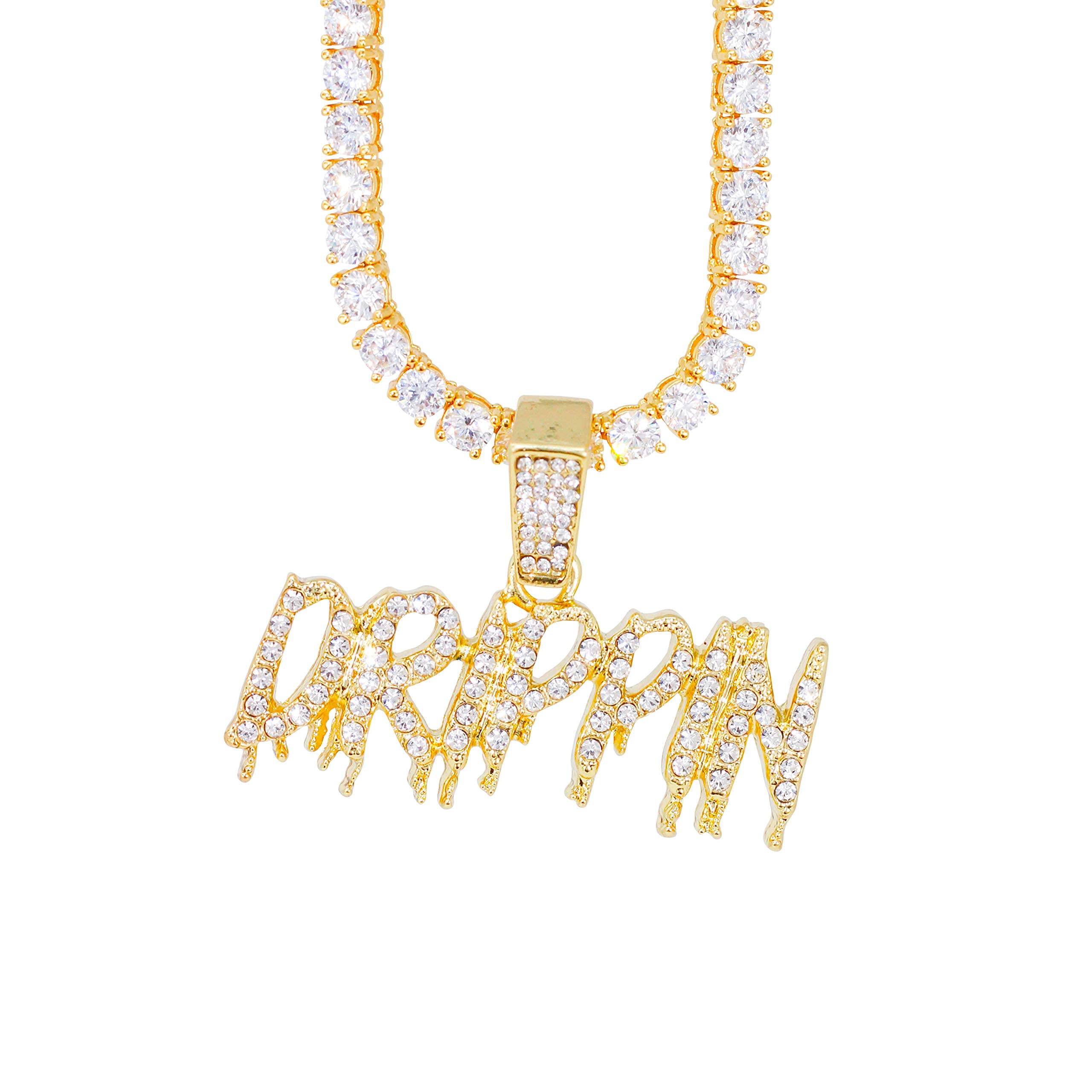 Iced Out Streetwear Pendant Necklace with Tennis Chain - 20 Inches